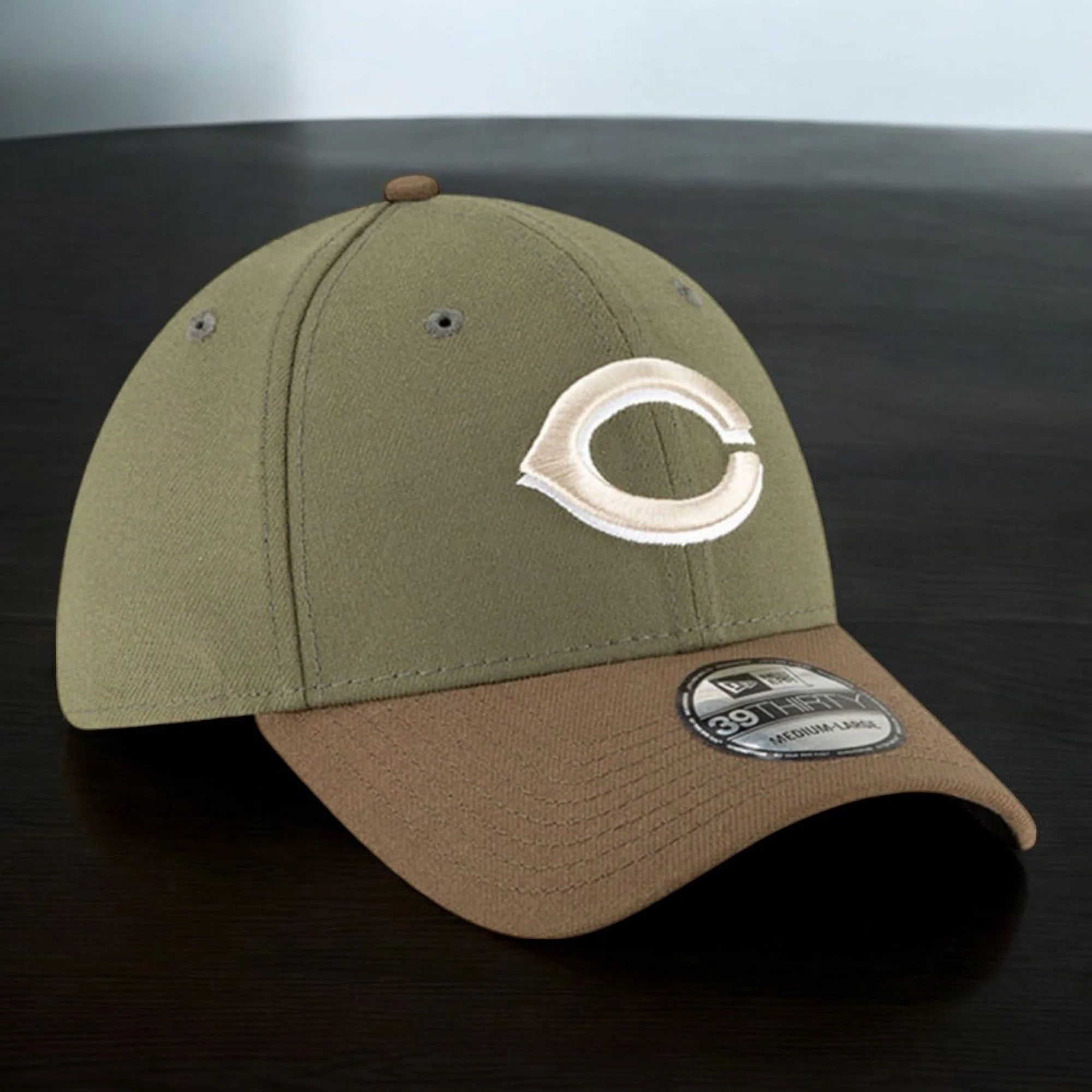 Men's New Era MLB Cincinnati Reds 3930 Stretch Fit - Olive/Brown - Image 2