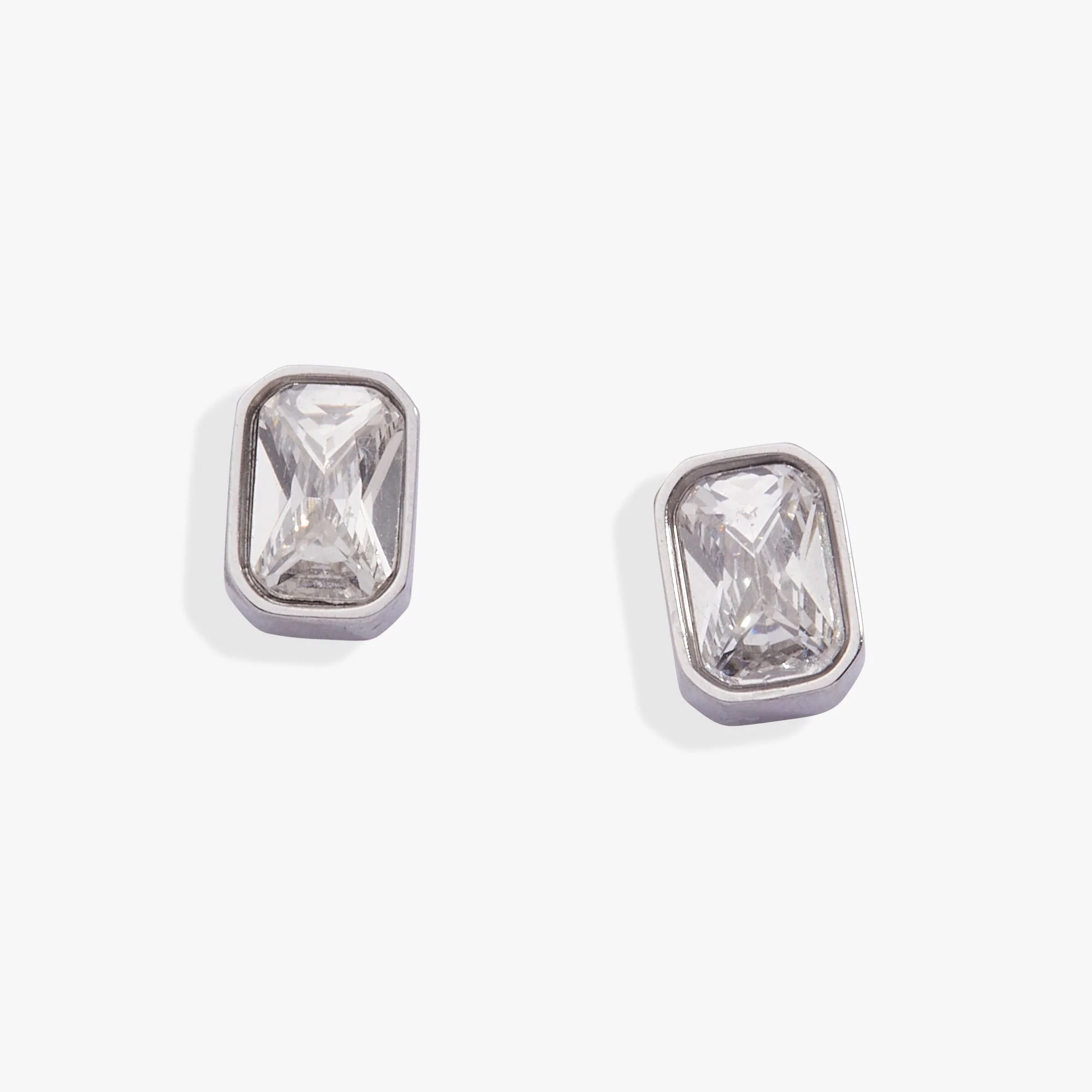 April Emerald-Cut Birthstone Stud Earrings - Image 3