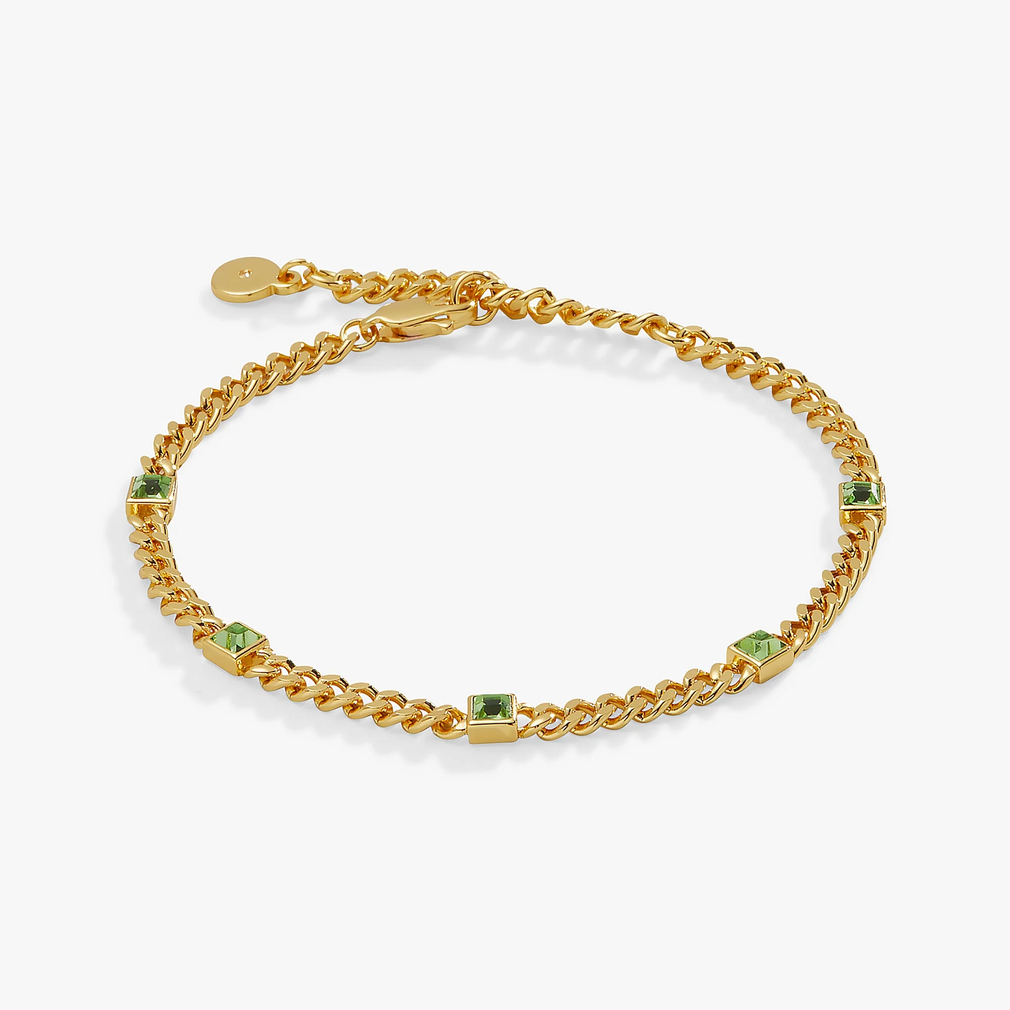 August Birthstone Peridot Curb Chain Bracelet - Image 3