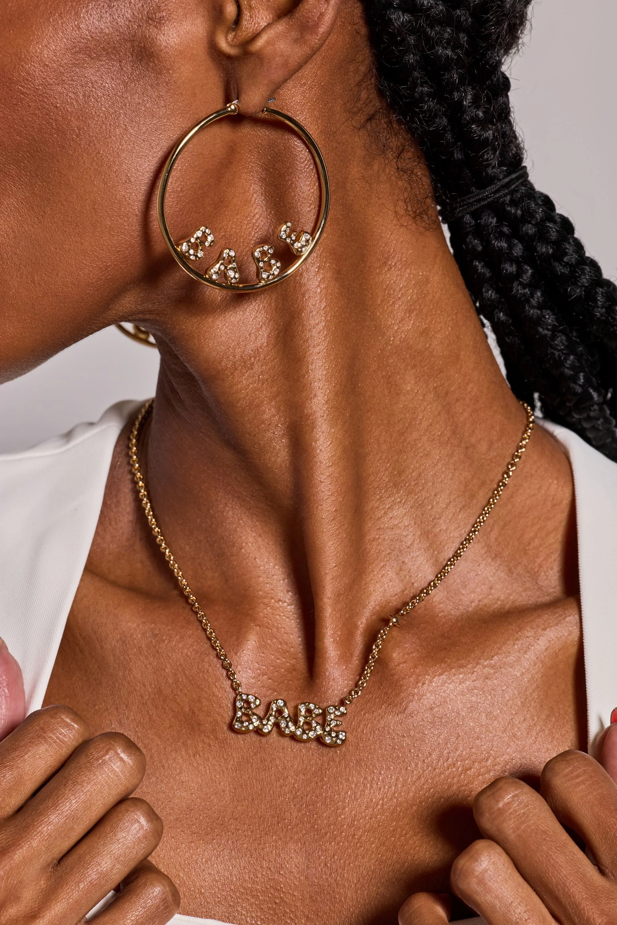 'Babe' Bubble Crystal Hoop Earrings - Image 2