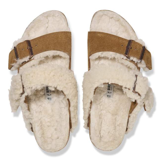 Birkenstock Unisex Arizona Split Teddy Parts Rivet Logo Suede Leather Fur Mink - Image 2
