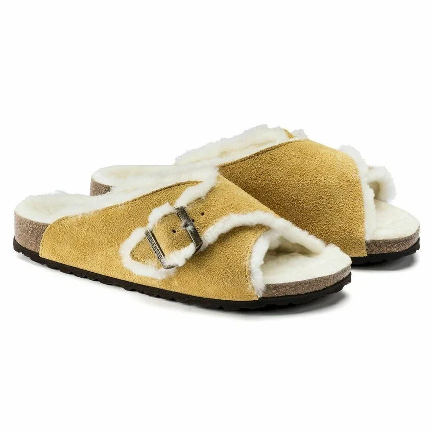 Birkenstock Unisex Arosa Fell Suede Leather Ochre - Image 2