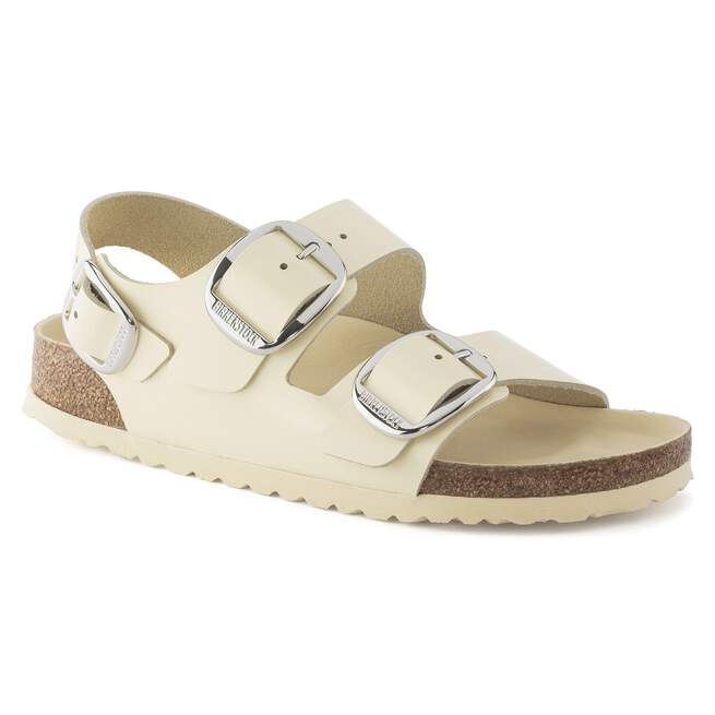 Birkenstock Unisex Milano Big Buckle Natural Leather Patent High Shine Butter