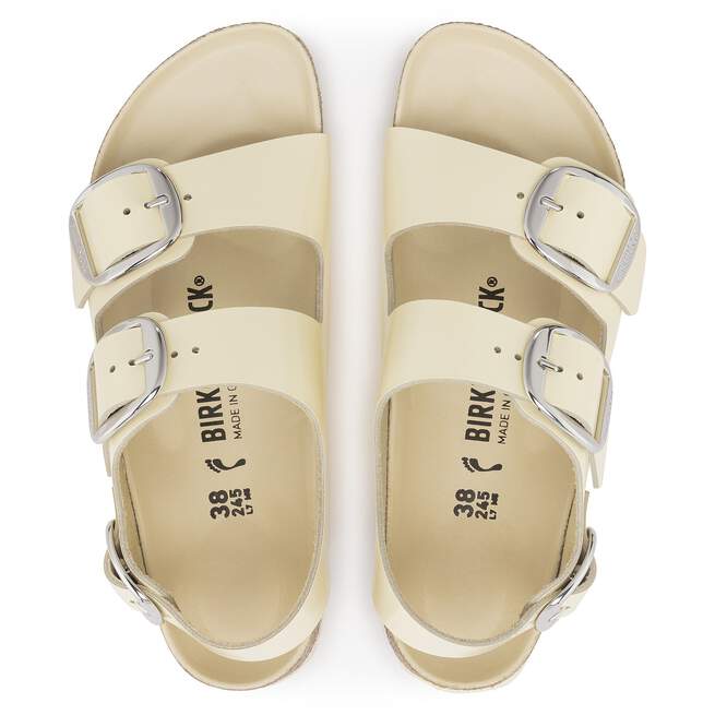 Birkenstock Unisex Milano Big Buckle Natural Leather Patent High Shine Butter - Image 2