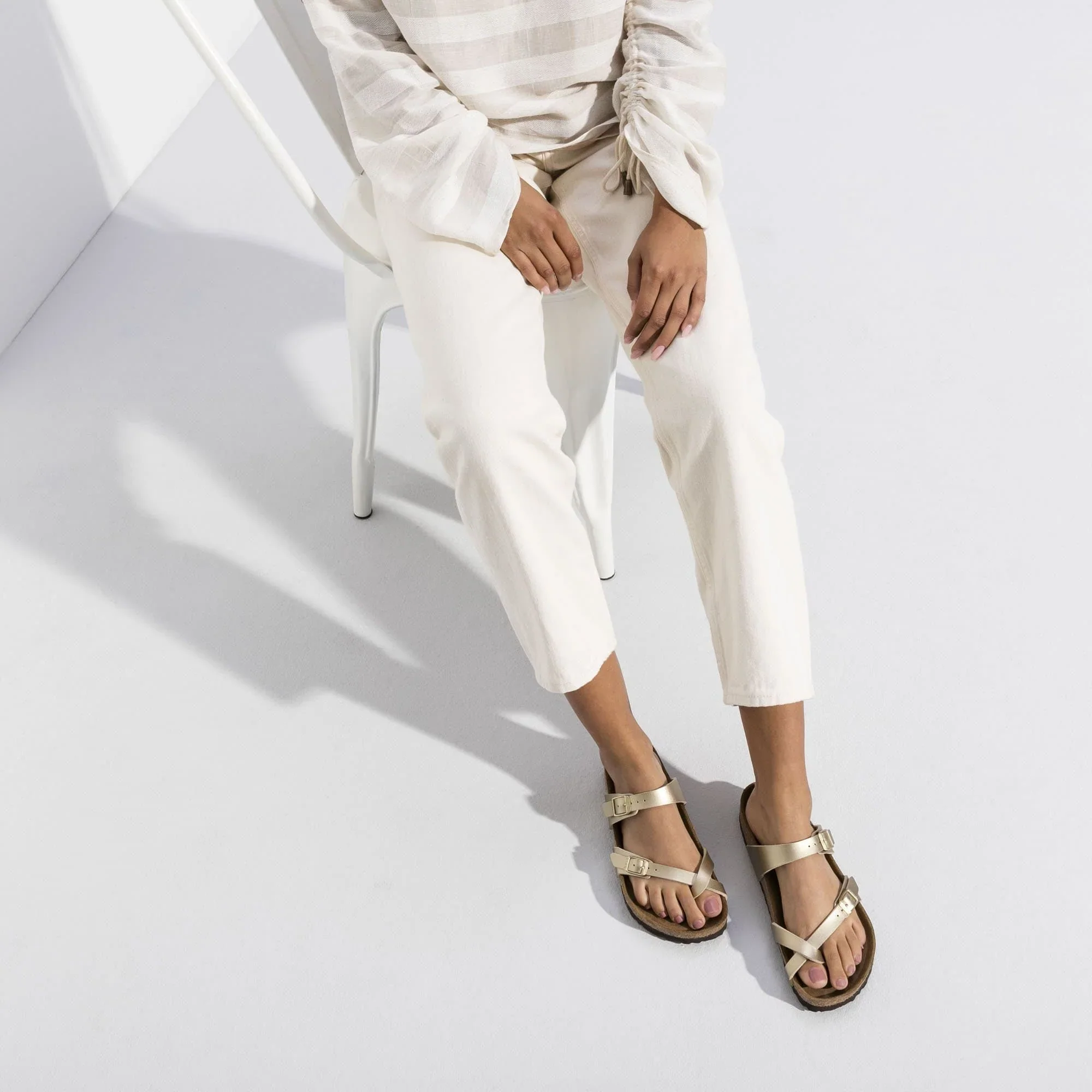 Birkenstock Women's Mayari Birko-Flor/Suede Leather Gold Sandals - Image 5