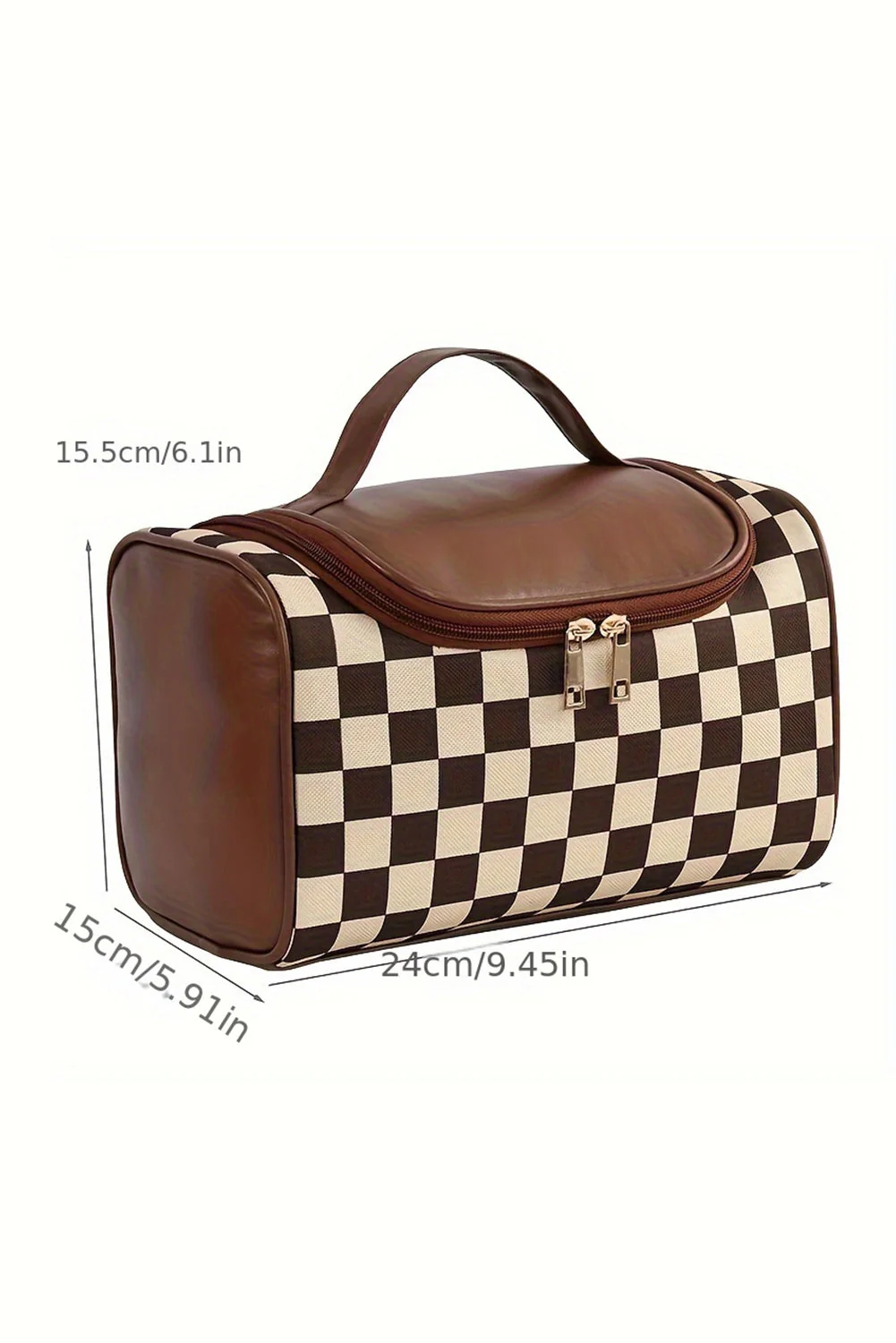 Black Checkered Zipper Makeup Bags by Threaded Pear - Image 10