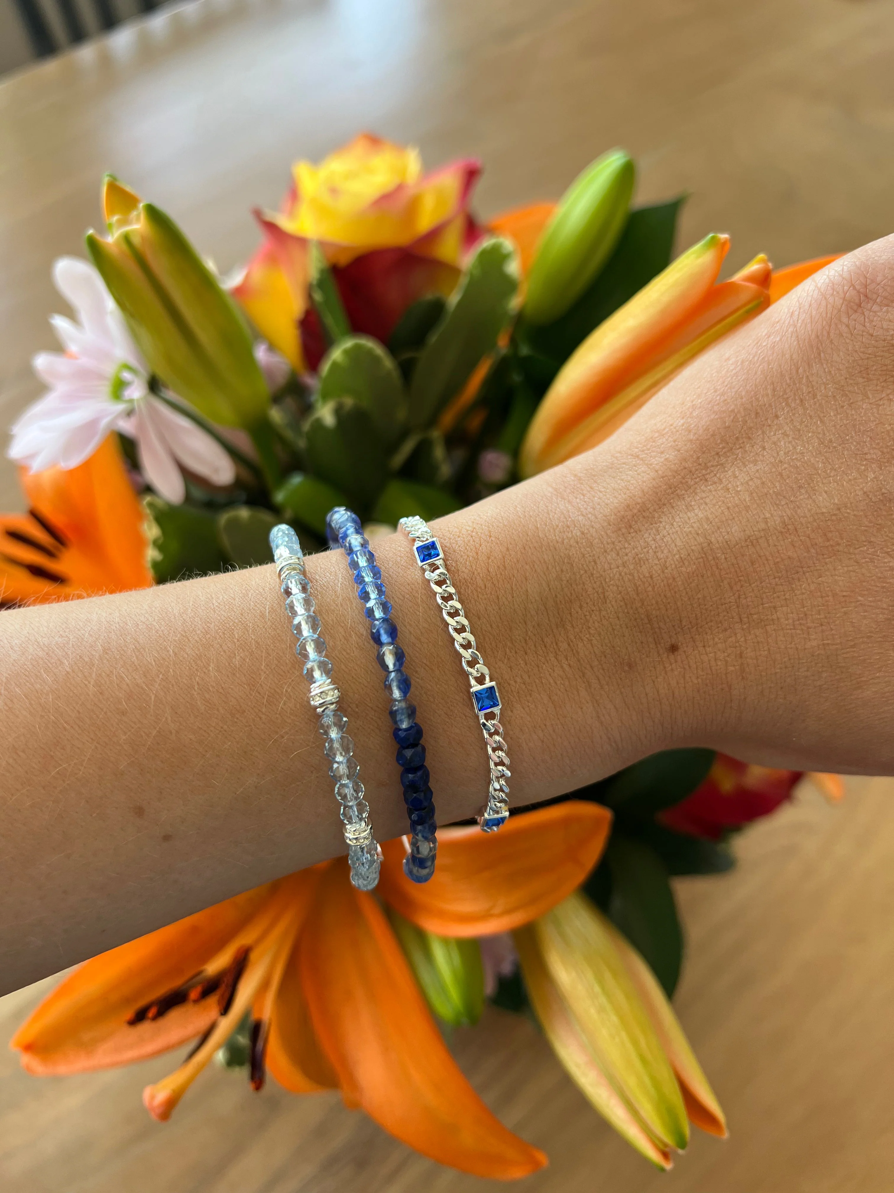 Blue Crystal Beaded Bangle - Image 3