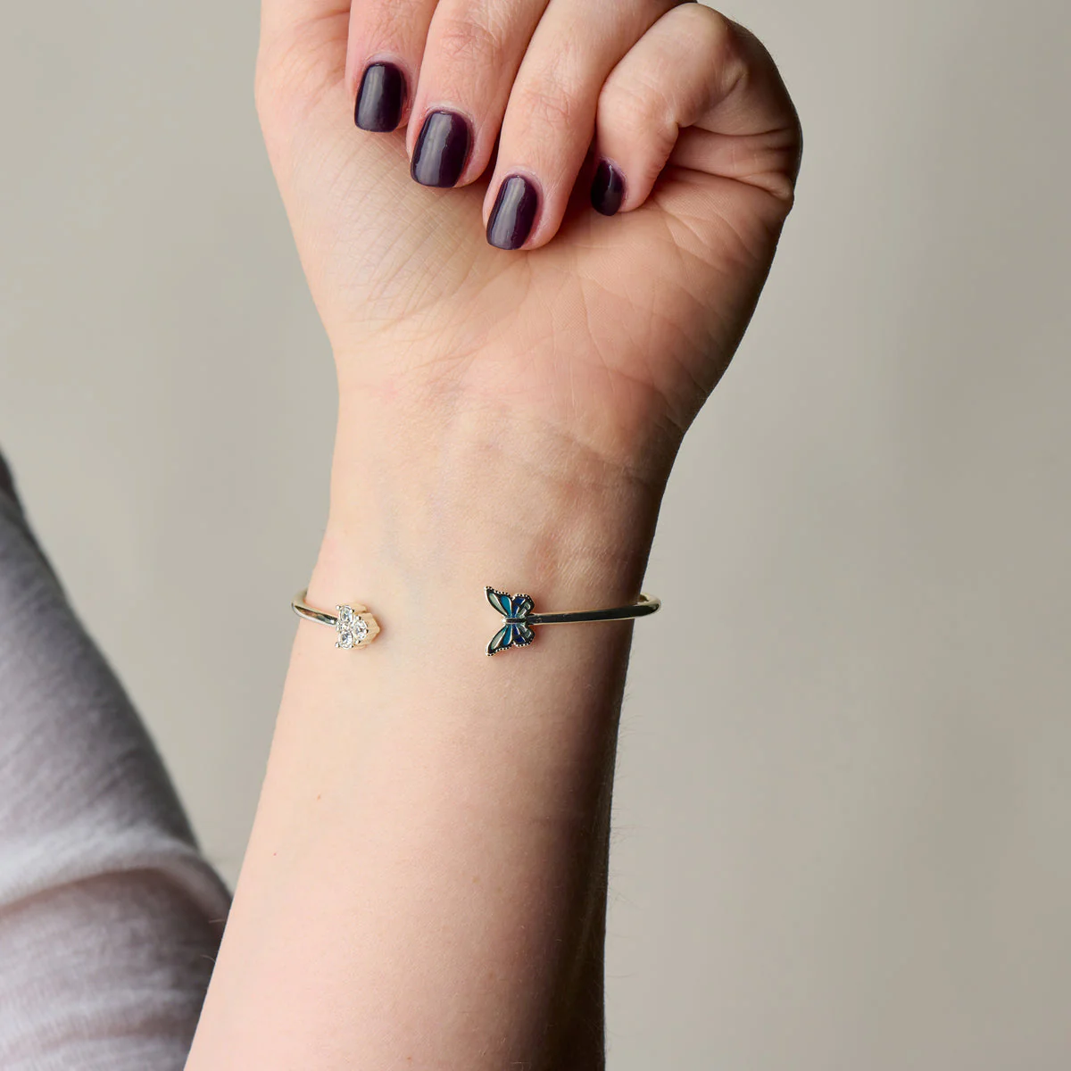 Butterfly + Crystal Flex Cuff Bracelet - Image 2