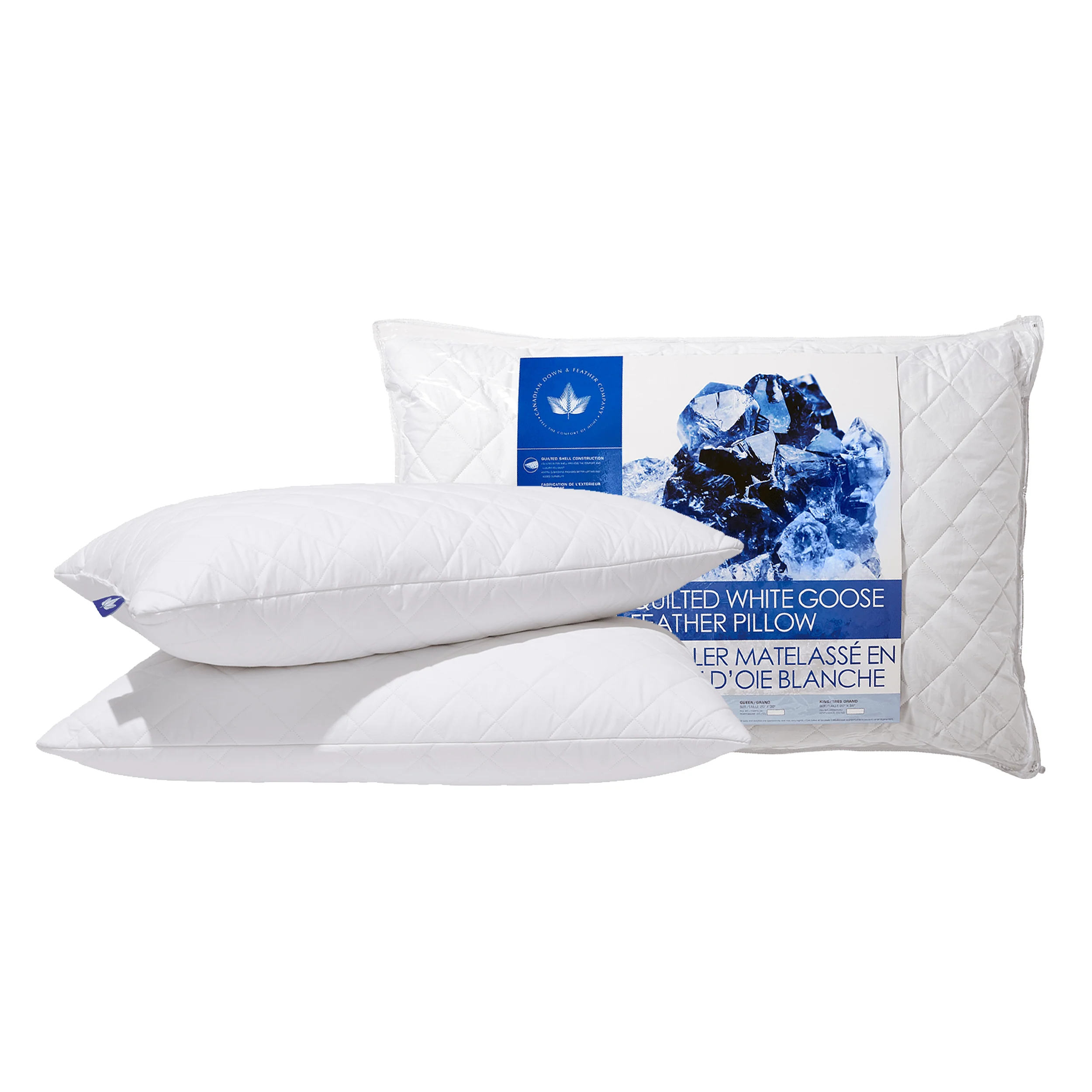 Canadian Down & Feather Company Quilted White Goose Feather Pillow, Soft Support 2 Pack - Image 2