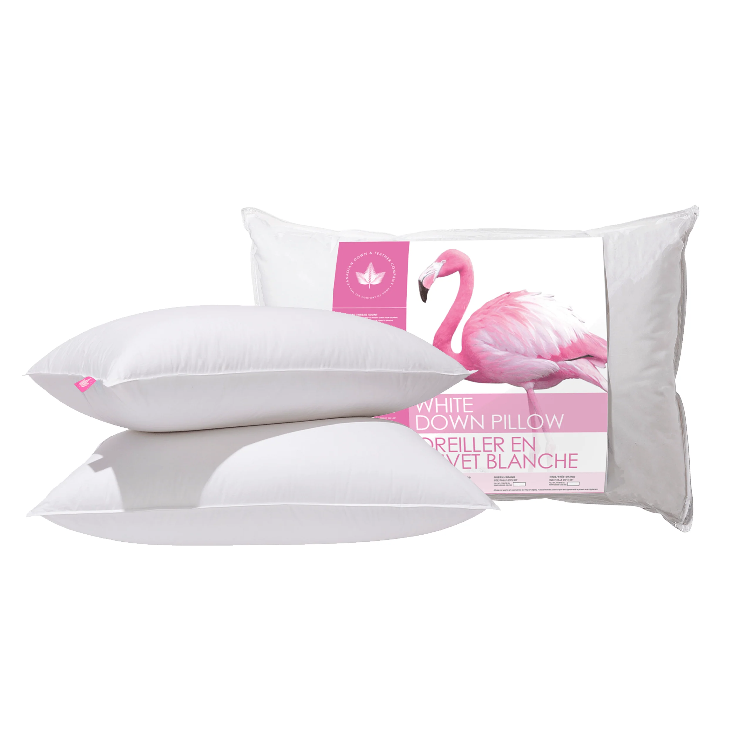 Canadian Down & Feather Company White Down Pillow, Firm Support 2 Pack - Image 2