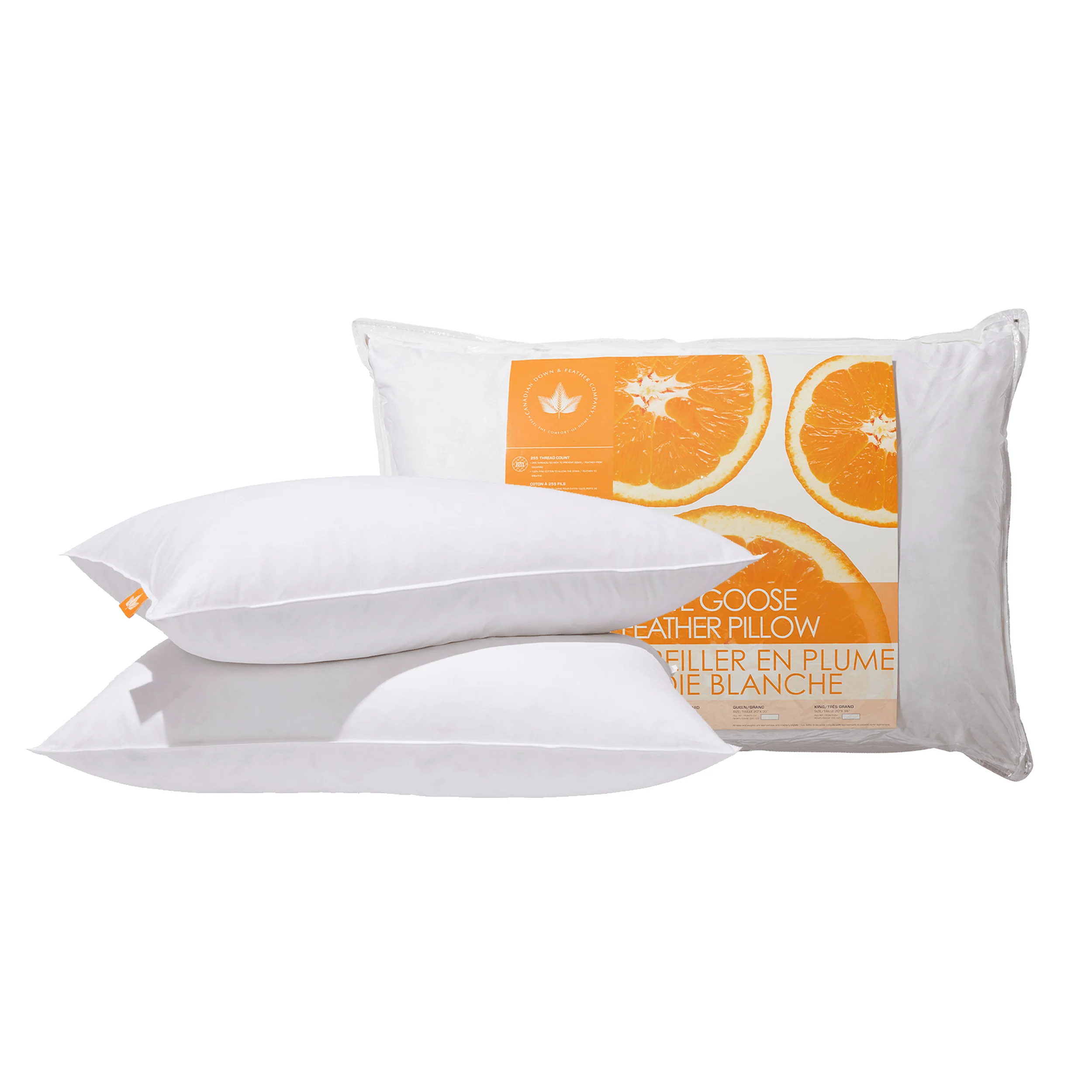 Canadian Down & Feather Company White Goose Feather Pillow, Medium Support 2 Pack - Image 2