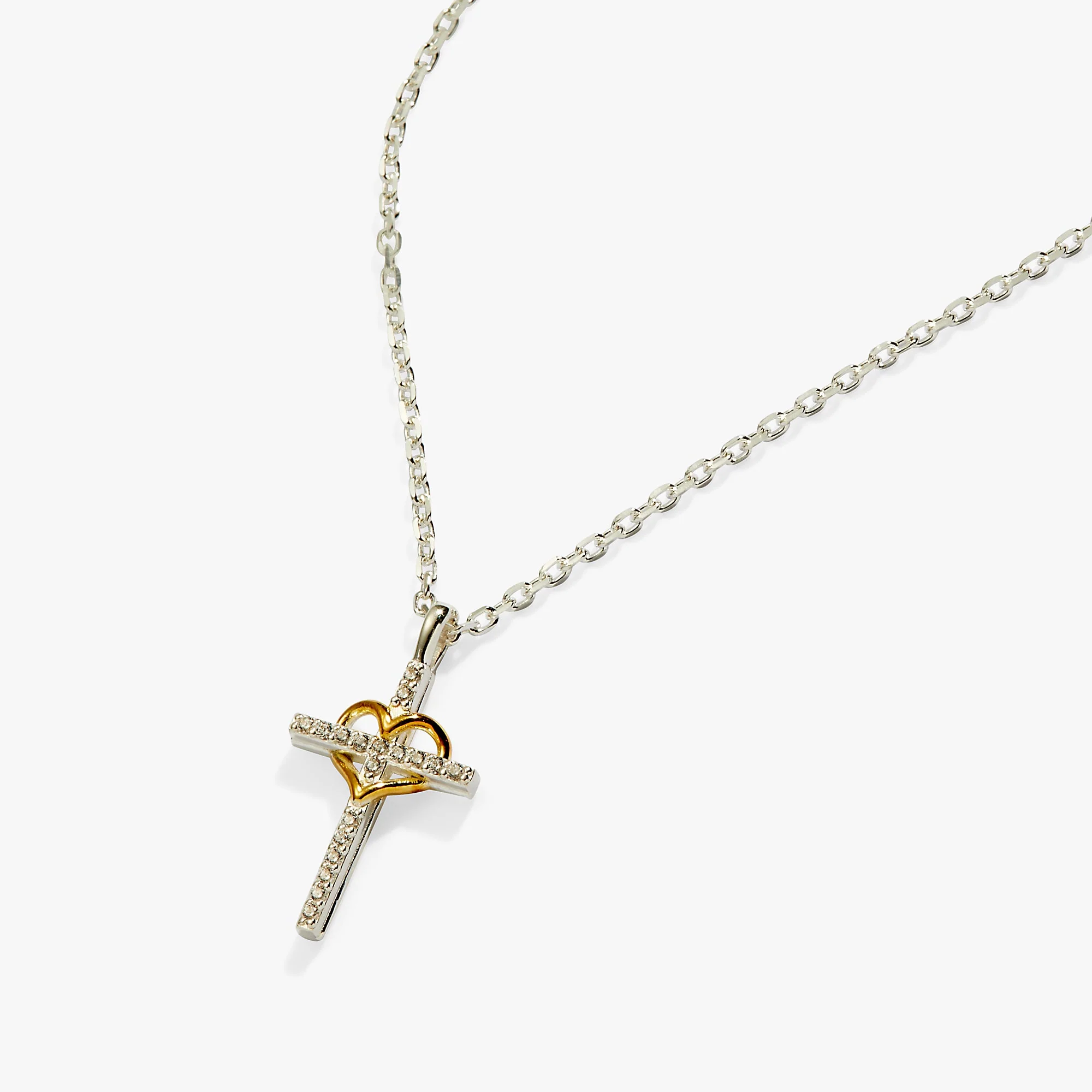 Cross And Heart Necklace, Sterling Silver - Image 2