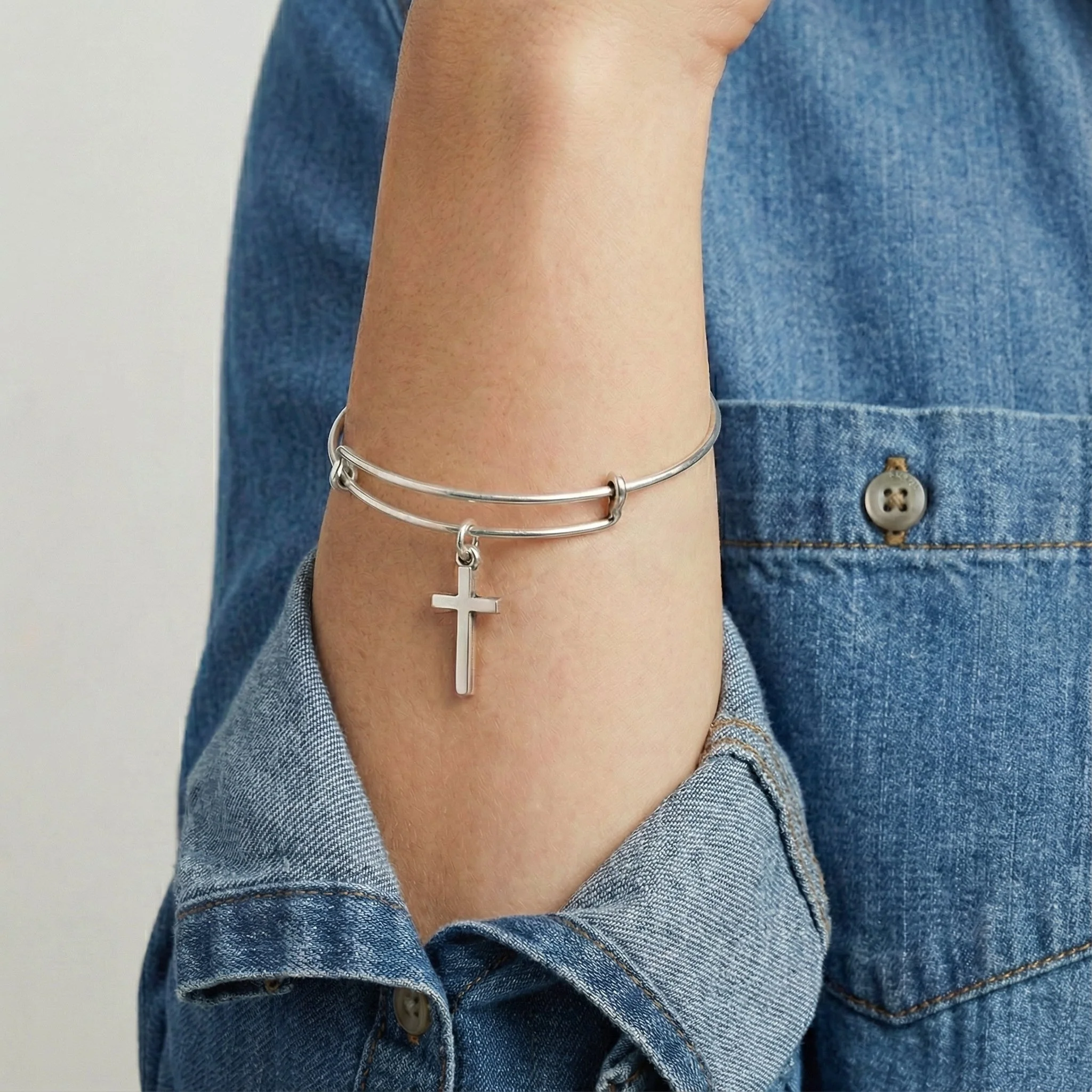 Cross Charm Bangle - Image 2