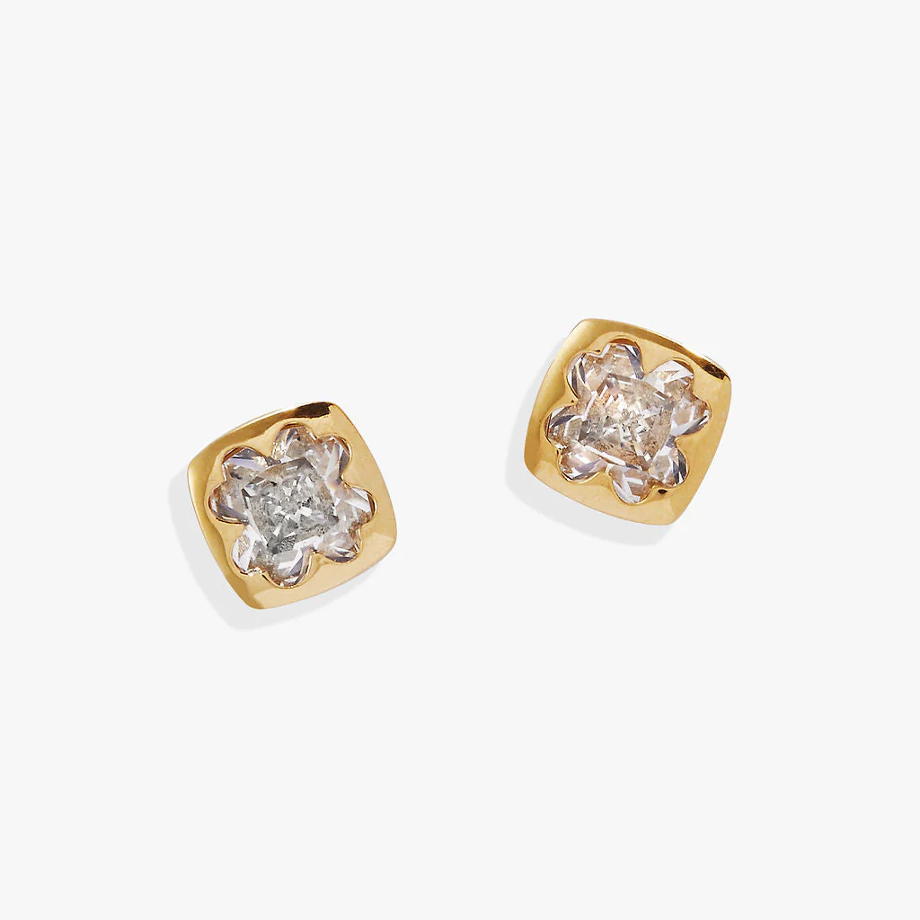 Crystal Clover Mini Stud Earrings - Image 2
