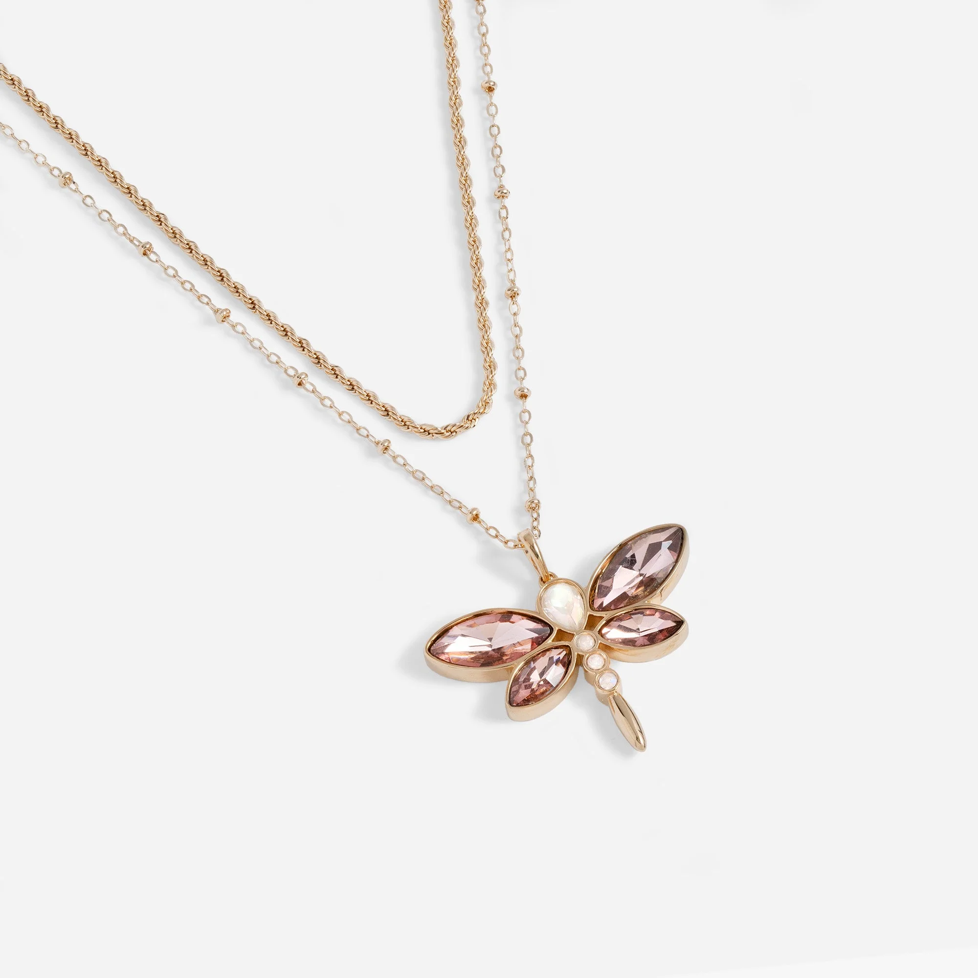 Crystal Dragonfly Double Layer Necklace - Image 2