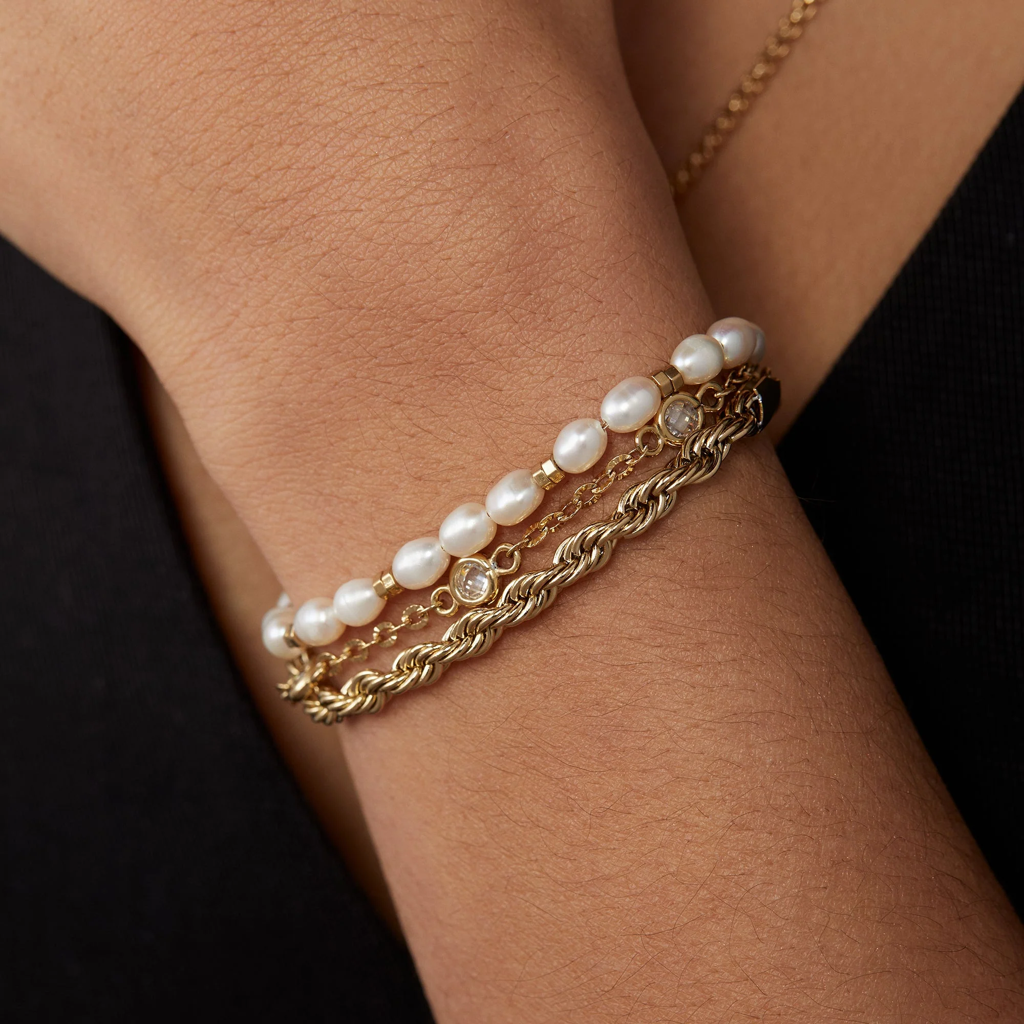 Crystal + Pearl Stranded™ Bracelet Set - Image 5
