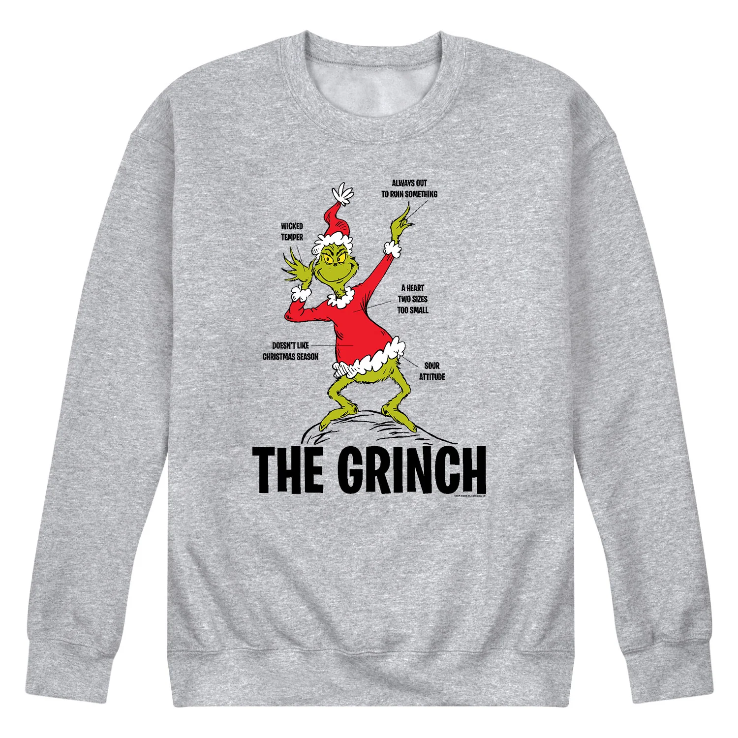 Dr. Seuss - Merry Grinchmas Santa Grinch - Men's Crew Neck Fleece Pullover - Image 2