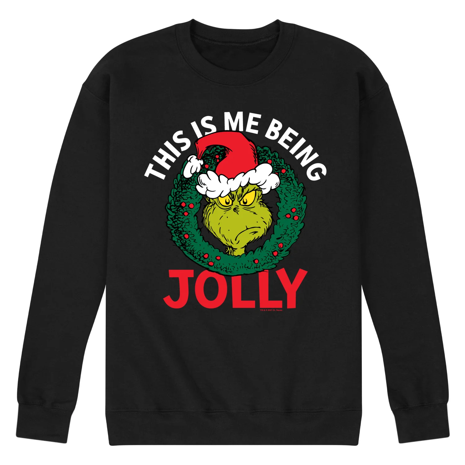 Dr. Seuss - Merry Grinchmas Santa Grinch - Men's Crew Neck Fleece Pullover - Image 3