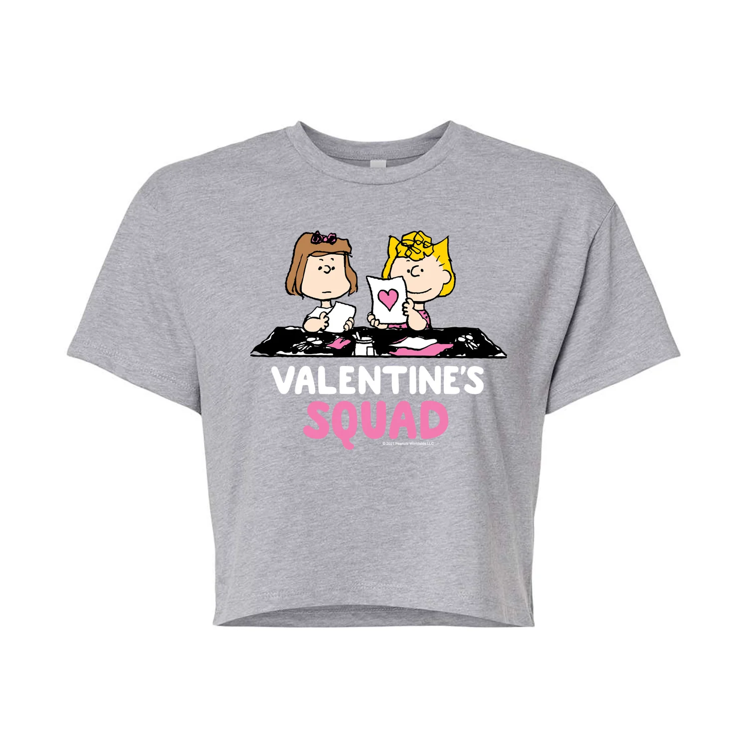 Peanuts - Valentine's Squad - Juniors Cropped Graphic T-Shirt