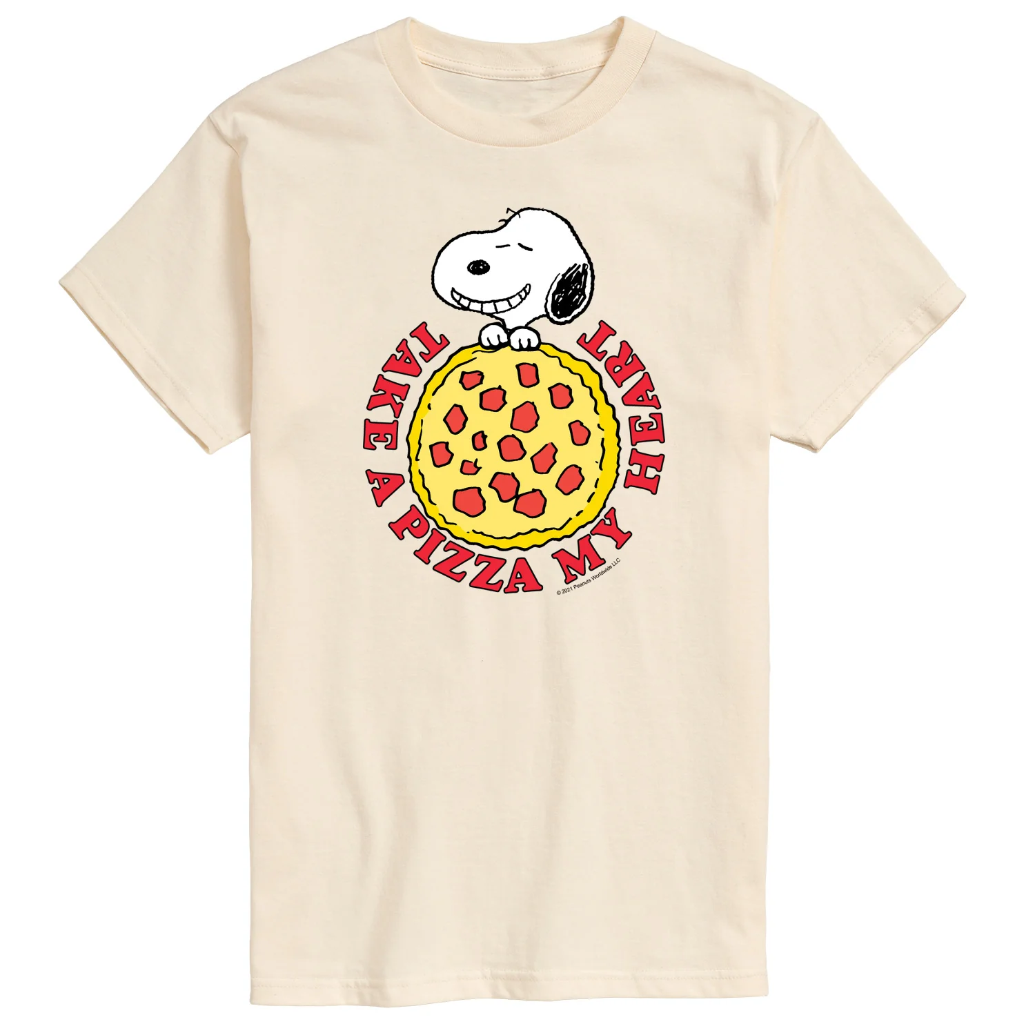 Peanuts - Take a Pizza my Heart - Men's Short Sleeve Graphic T-Shirt - Image 3