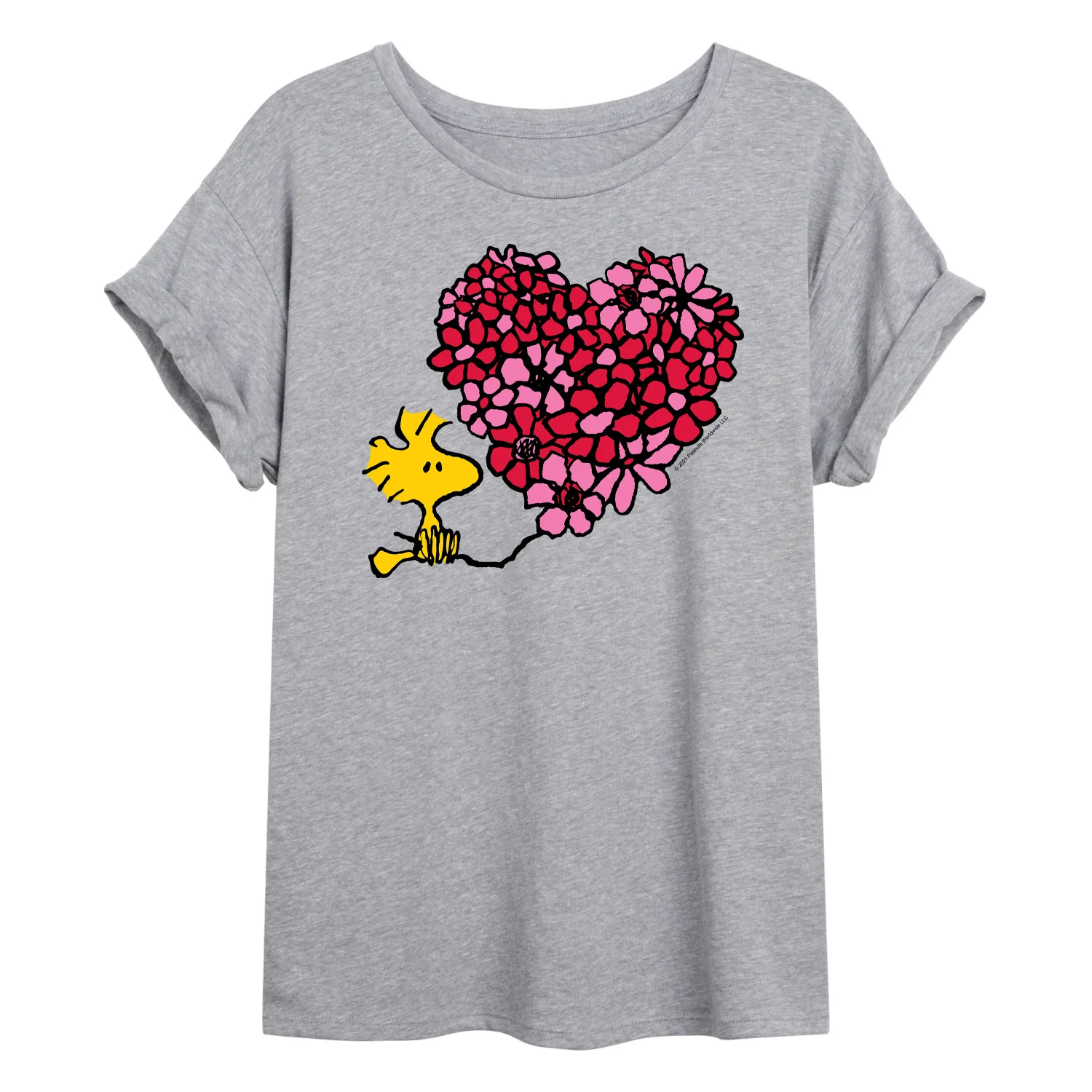 Peanuts - Flower Heart - Juniors Oversized Graphic T-Shirt - Image 3