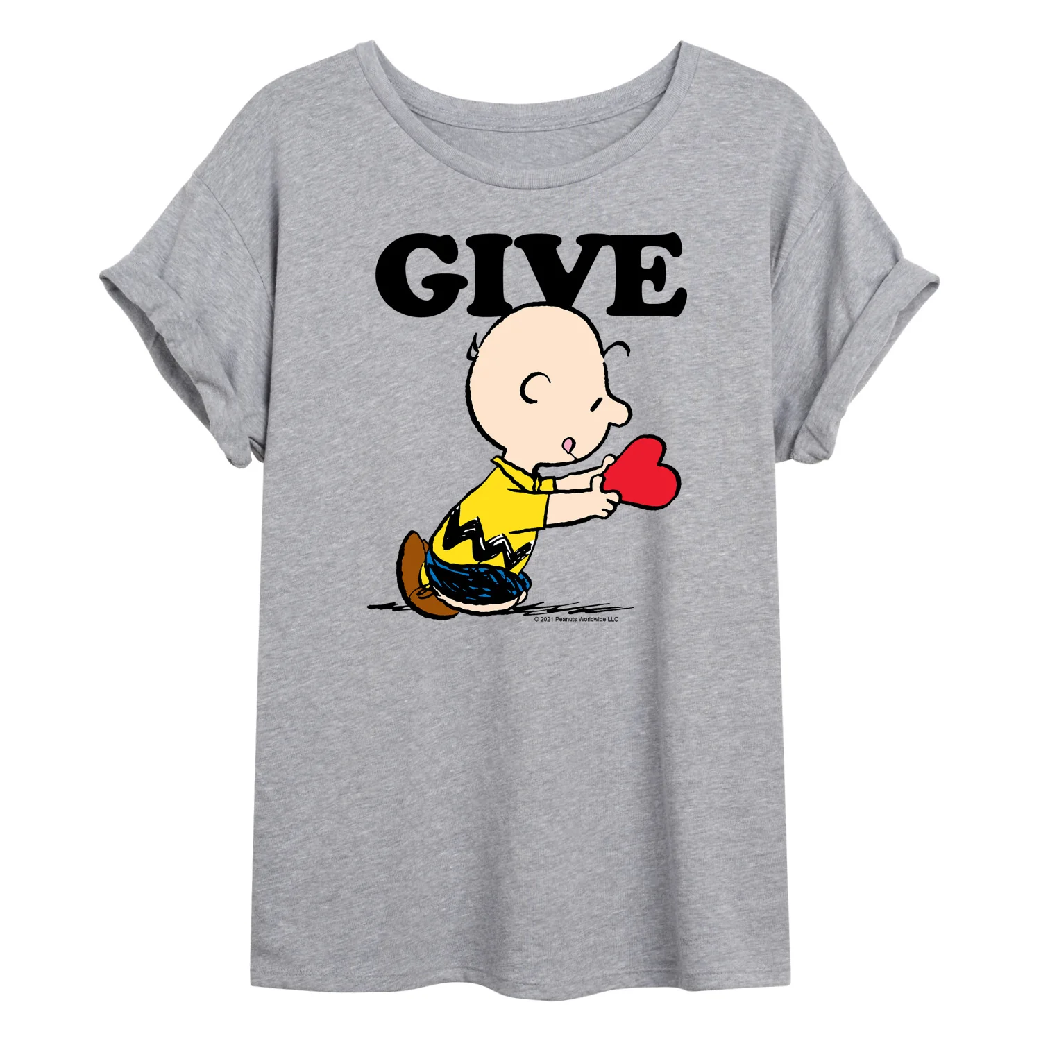 Peanuts - Give - Juniors Oversized Graphic T-Shirt - Image 3