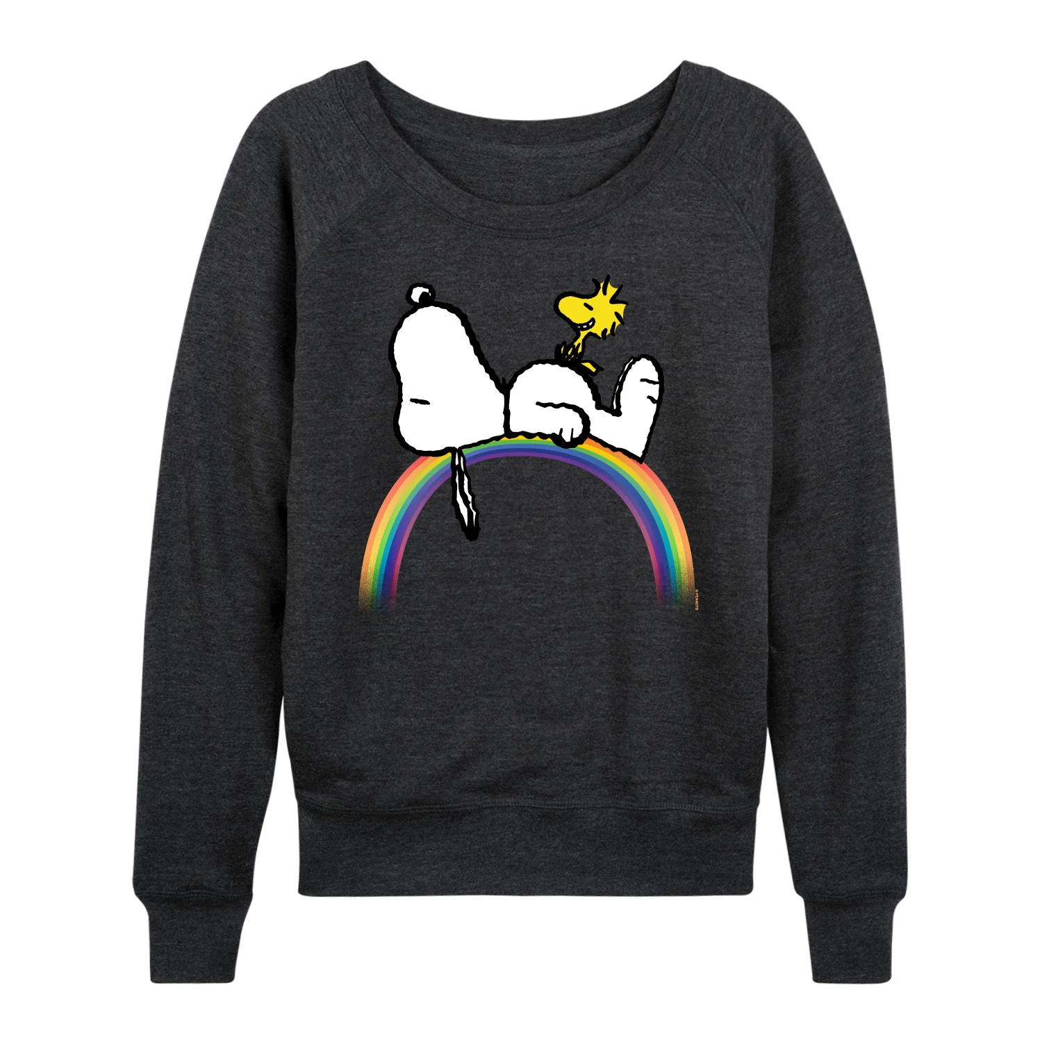 Peanuts - Snoopy on Rainbow - Women's French Terry Long Sleeve Pullover - Image 2