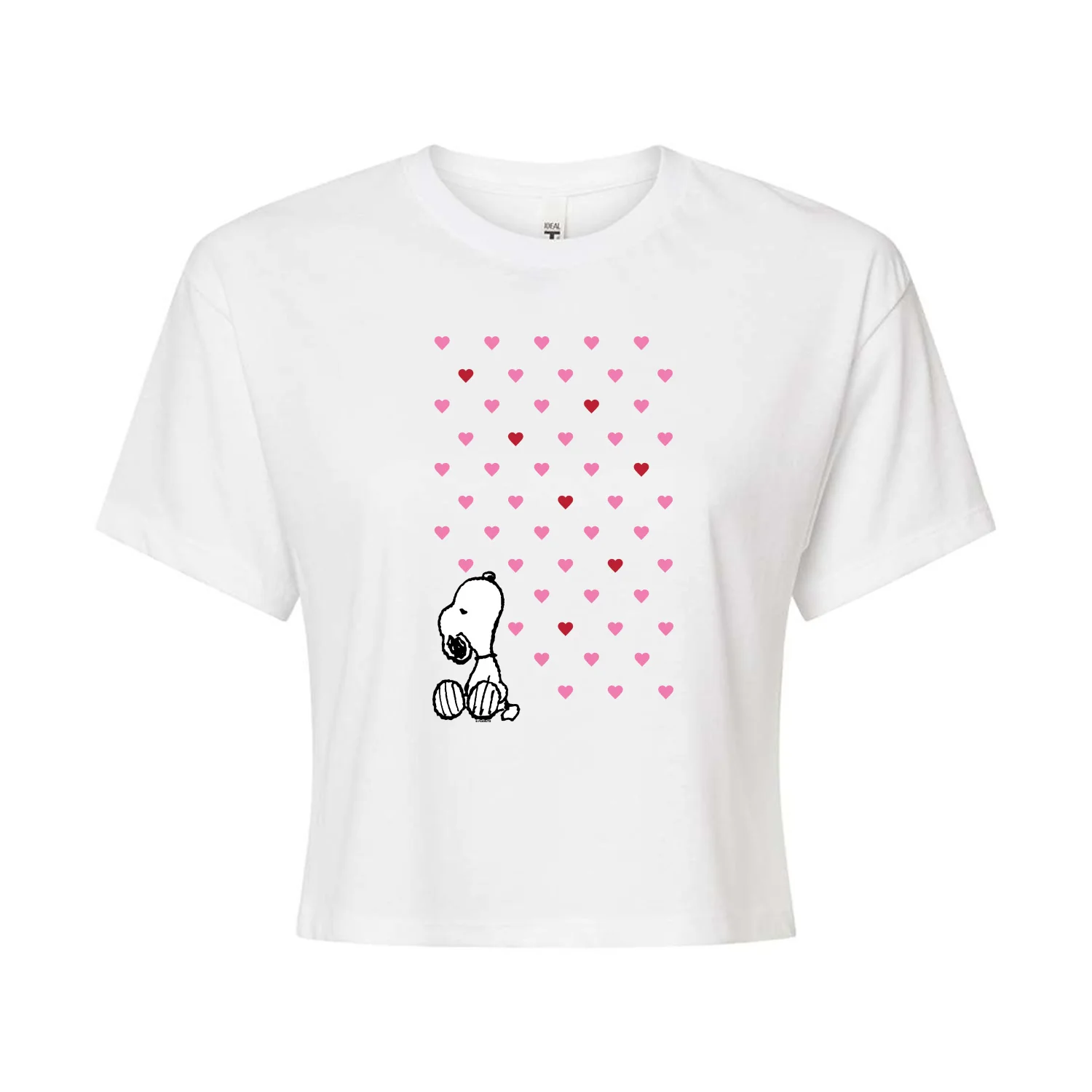 Peanuts - Snoopy Heart Grid - Juniors Cropped Graphic T-Shirt