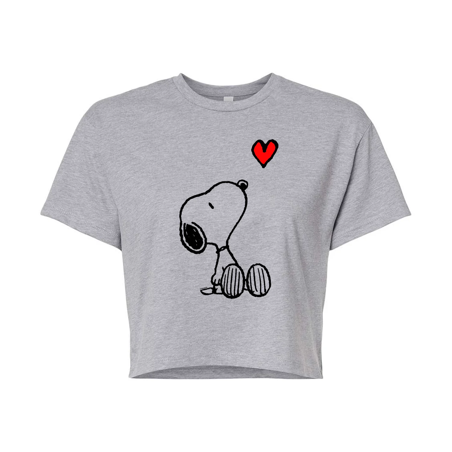 Peanuts - Snoopy Red Heart - Juniors Cropped Graphic T-Shirt - Image 2
