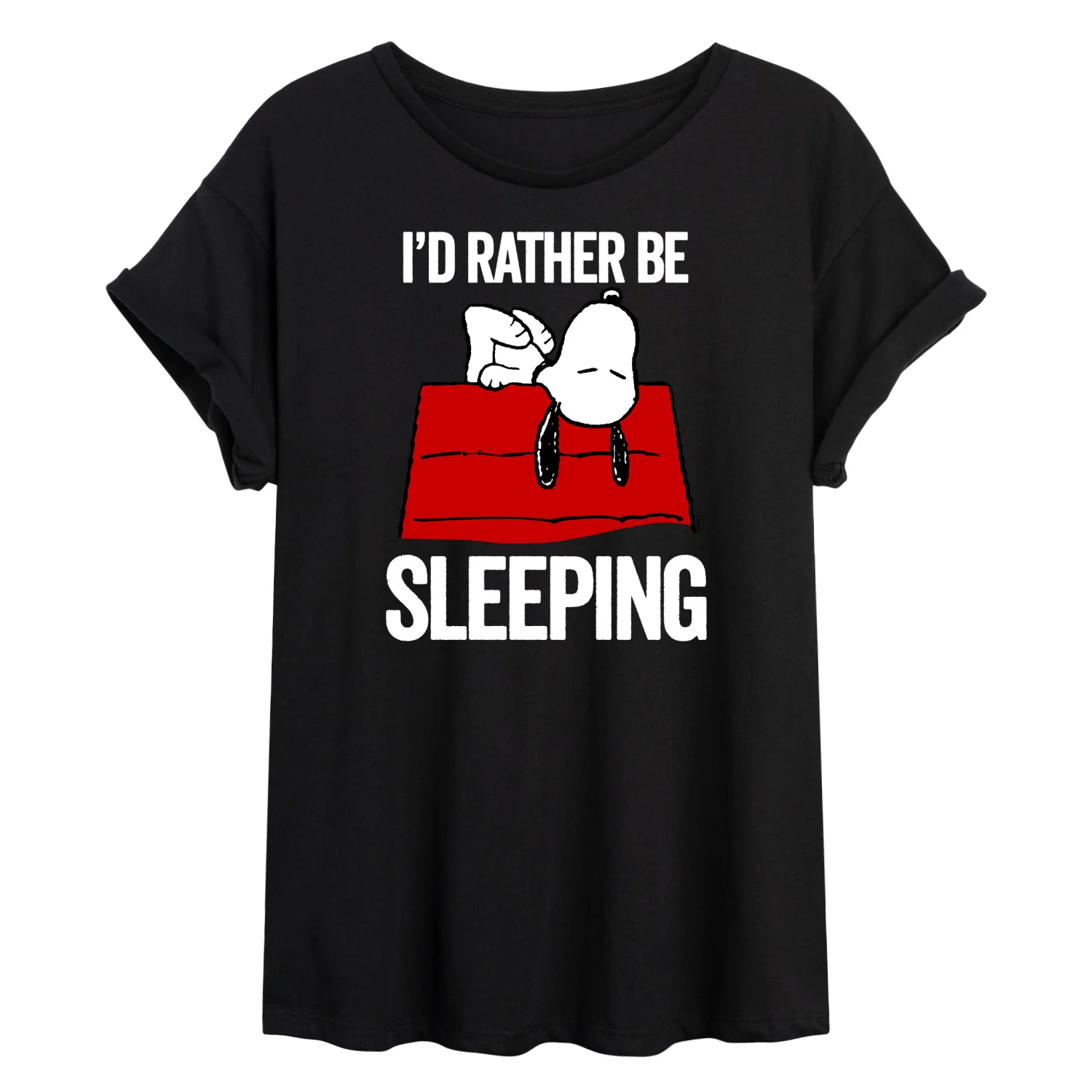 Peanuts - I'd Rather Be Sleeping - Juniors Oversized Graphic T-Shirt