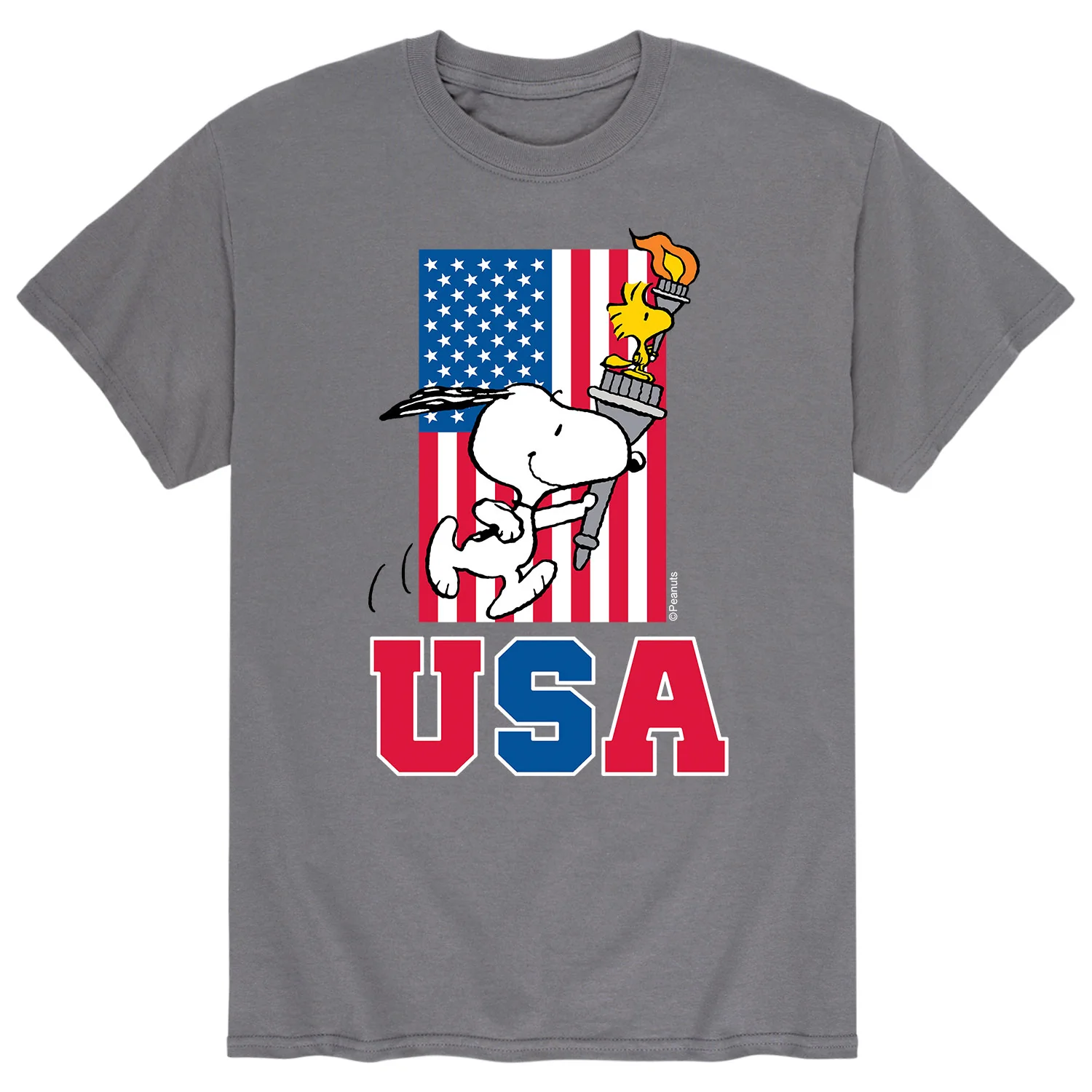 Peanuts - USA Torch - Men's Short Sleeve Graphic T-Shirt - Image 2