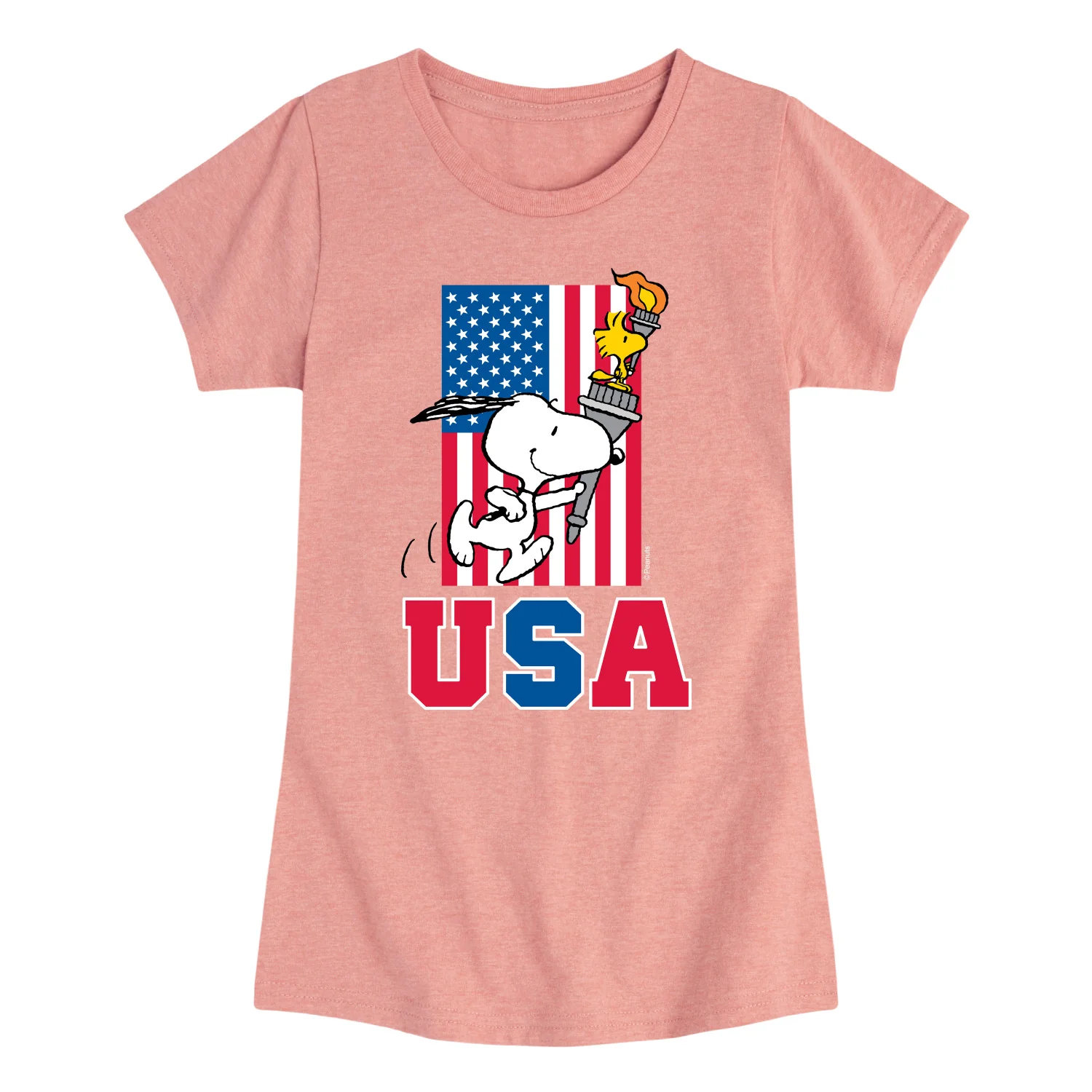 Peanuts - USA Torch - Youth Girls Fitted Short Sleeve T-Shirt - Image 2