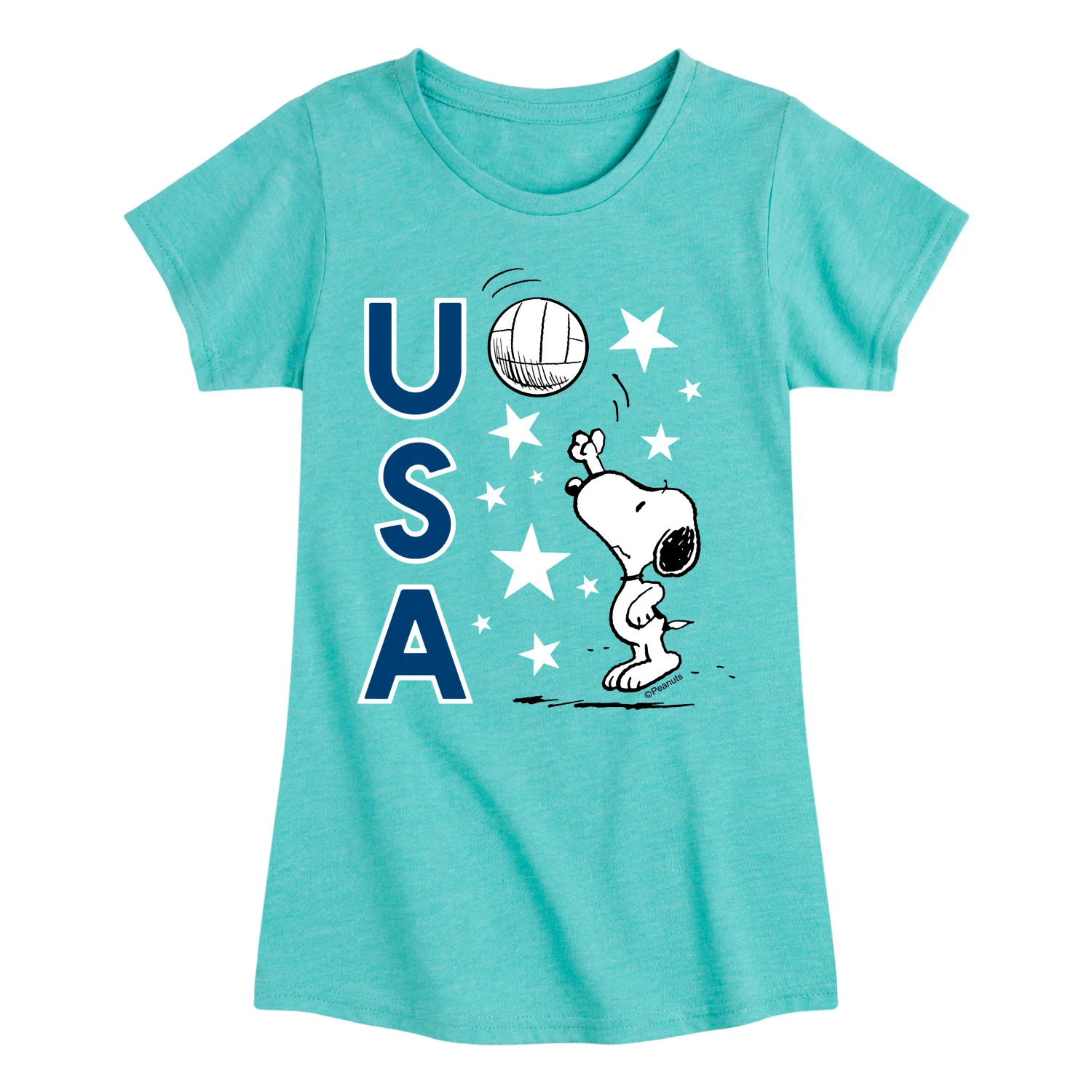 Peanuts - USA Volleyball - Youth Girls Fitted Short Sleeve T-Shirt