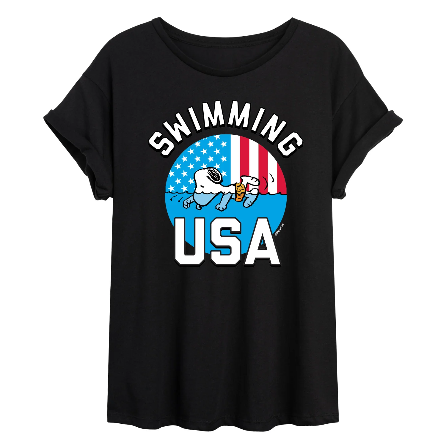 Peanuts - USA Swimming - Juniors Oversized Graphic T-Shirt - Image 2