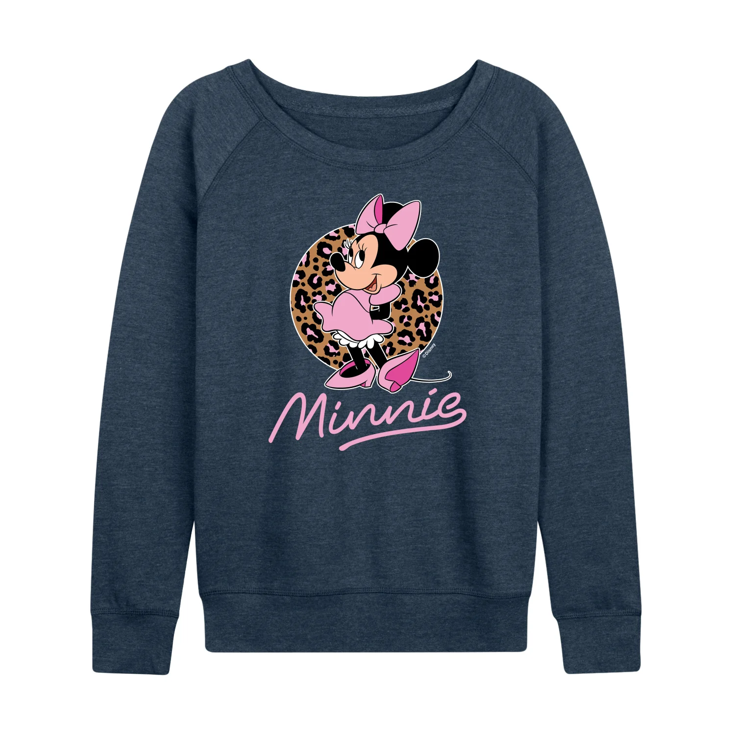 Mickey & Friends - Minnie Leopard Print - Women's Lightweight French Terry Long Sleeve Shirt - Image 3