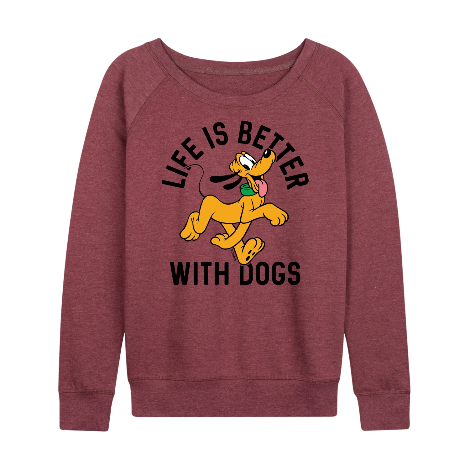 Mickey & Friends - Pluto Life Is Better With Dogs - Women's Lightweight French Terry Long Sleeve Shirt