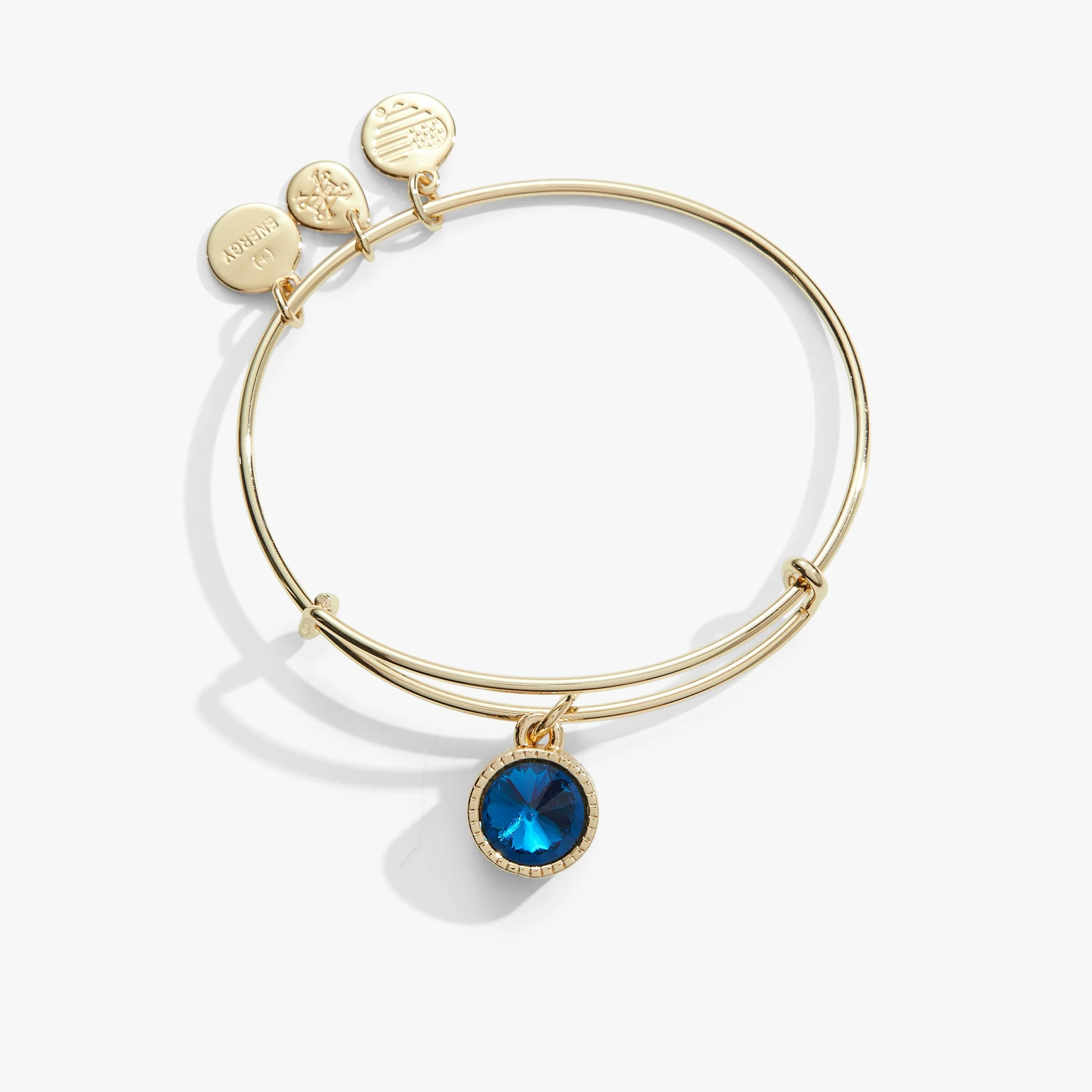 December Birthstone Charm Bangle, Blue Zircon - Image 4