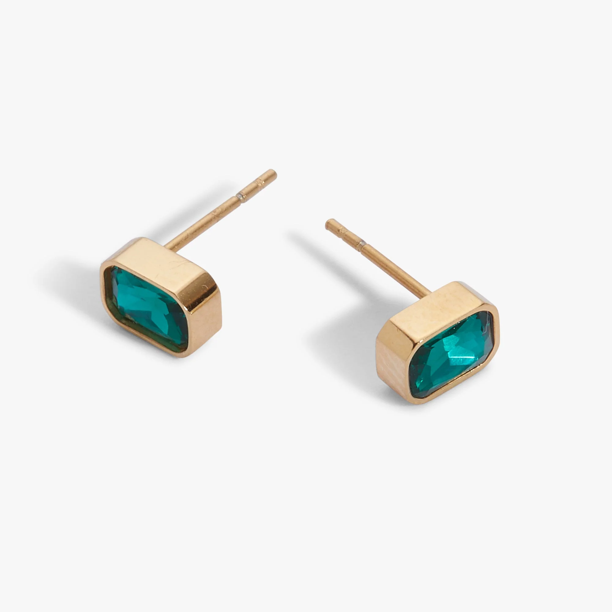 December Emerald-Cut Birthstone Stud Earrings - Image 2