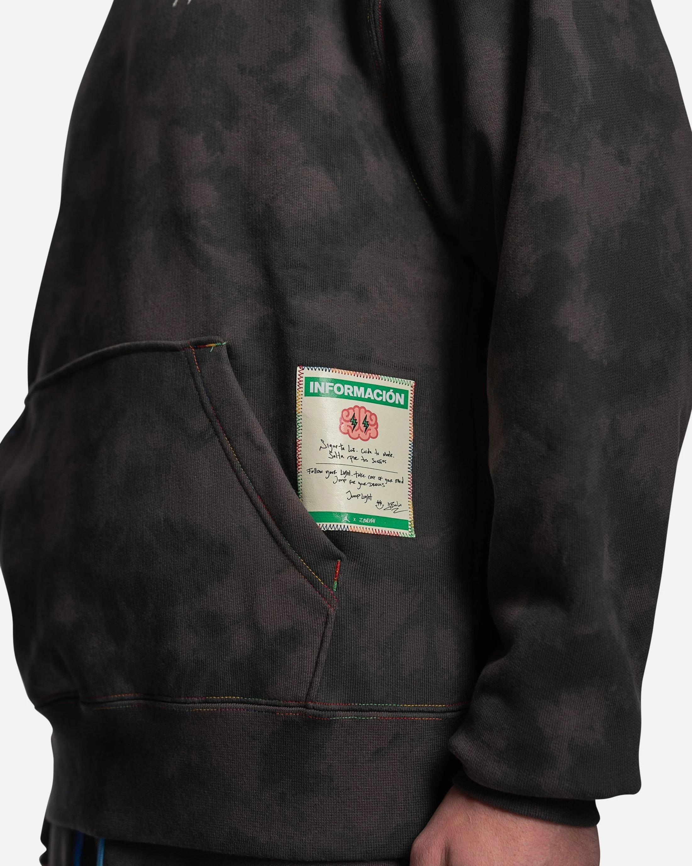 Men's Air Jordan X J Balvin Fleece Hoodie 'Flat Pewter' - Image 5