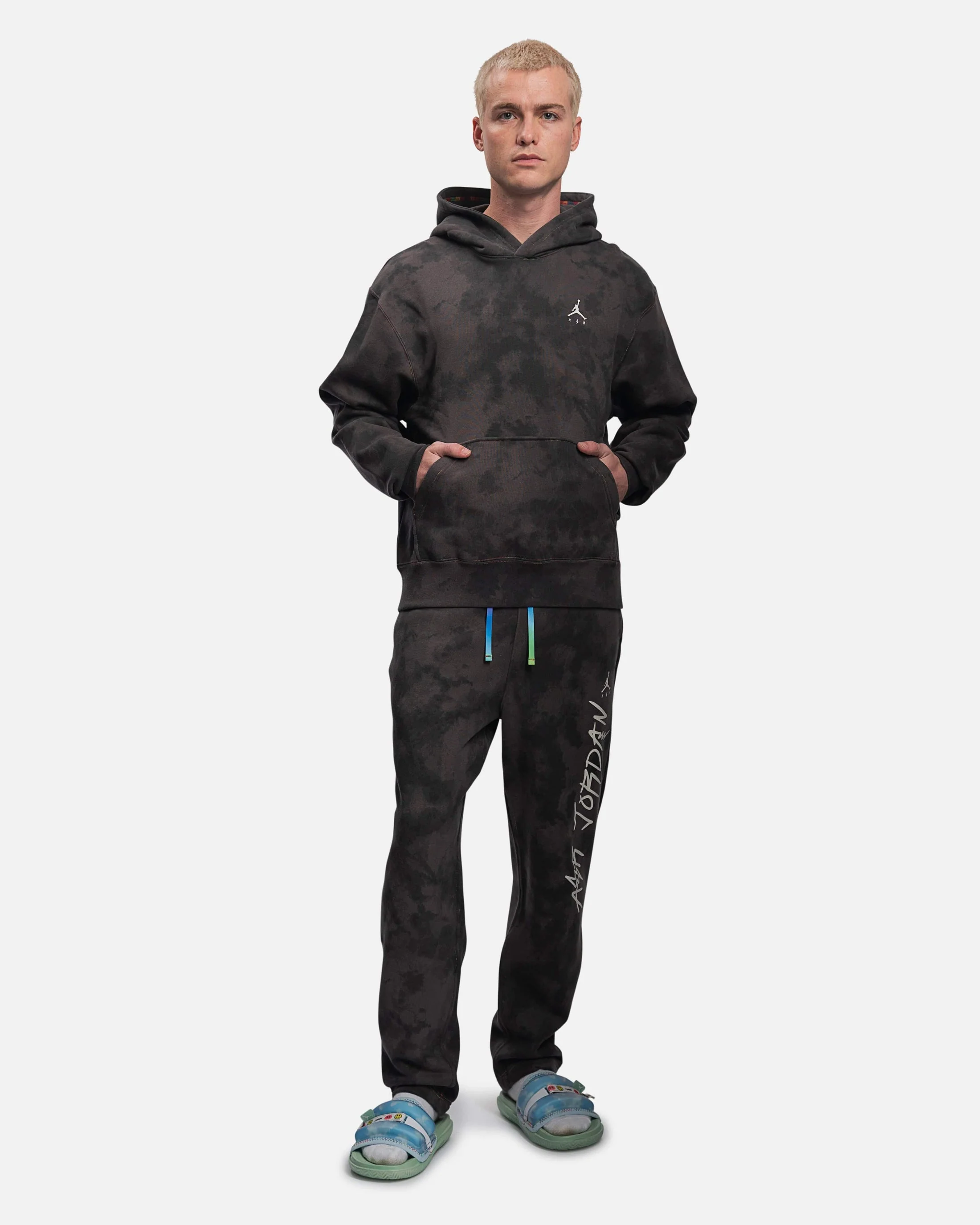 Men's Air Jordan X J Balvin Fleece Hoodie 'Flat Pewter' - Image 6