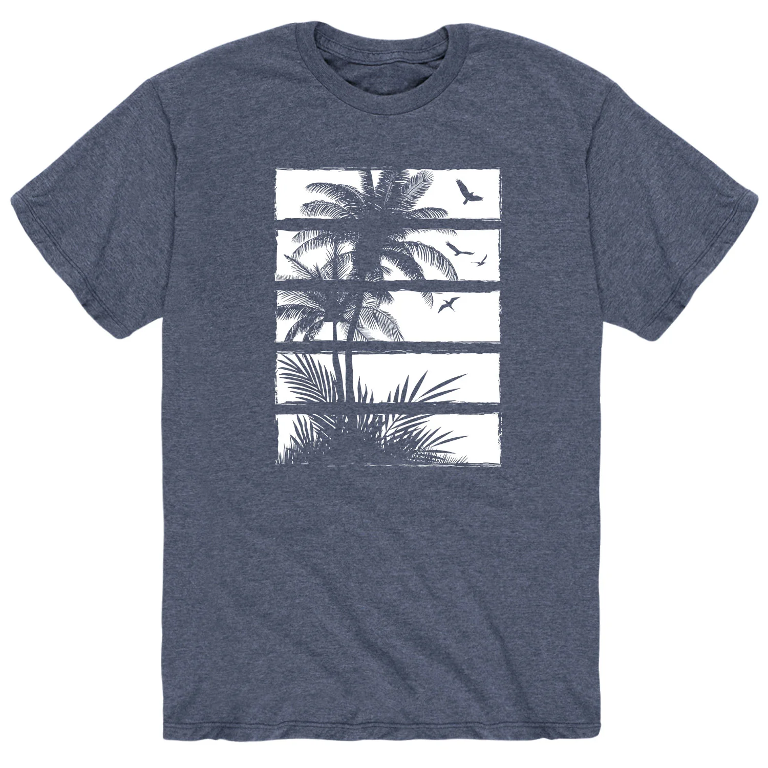 Instant Message - Palm Tree Silhouette, Panels White - Men's Short Sleeve Graphic T-Shirt - Image 2