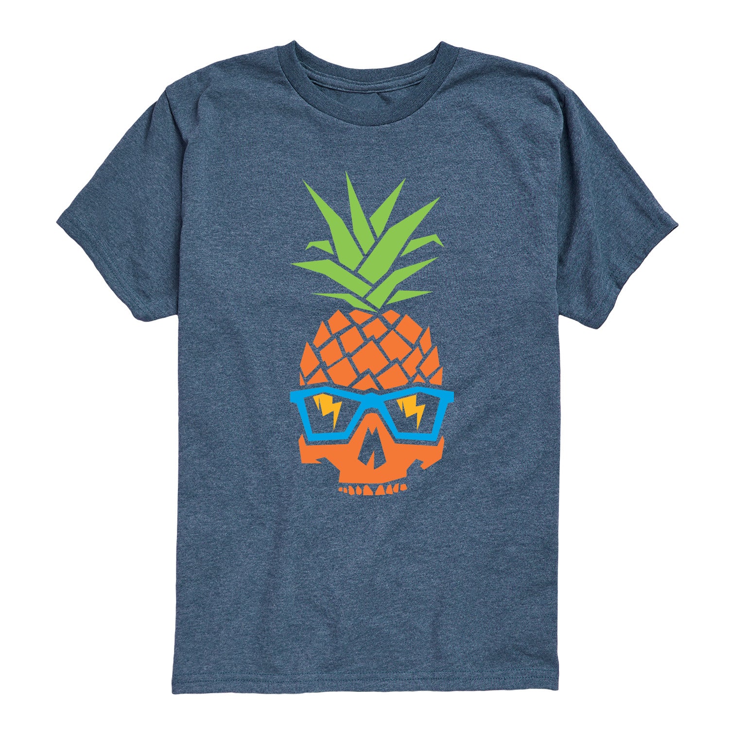 Instant Message - Pineapple Skull with Glasses - Youth Boys Short Sleeve Graphic T-Shirt - Image 2