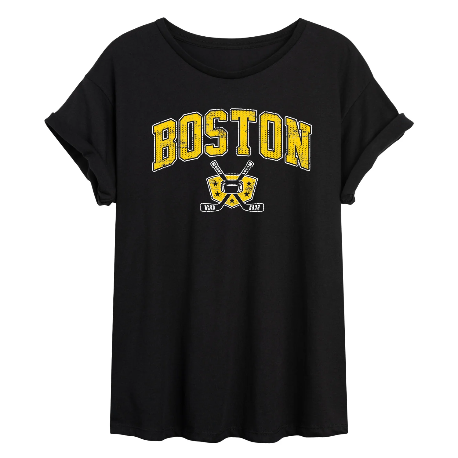 Instant Message - Boston Hockey - Juniors Oversized Graphic T-Shirt