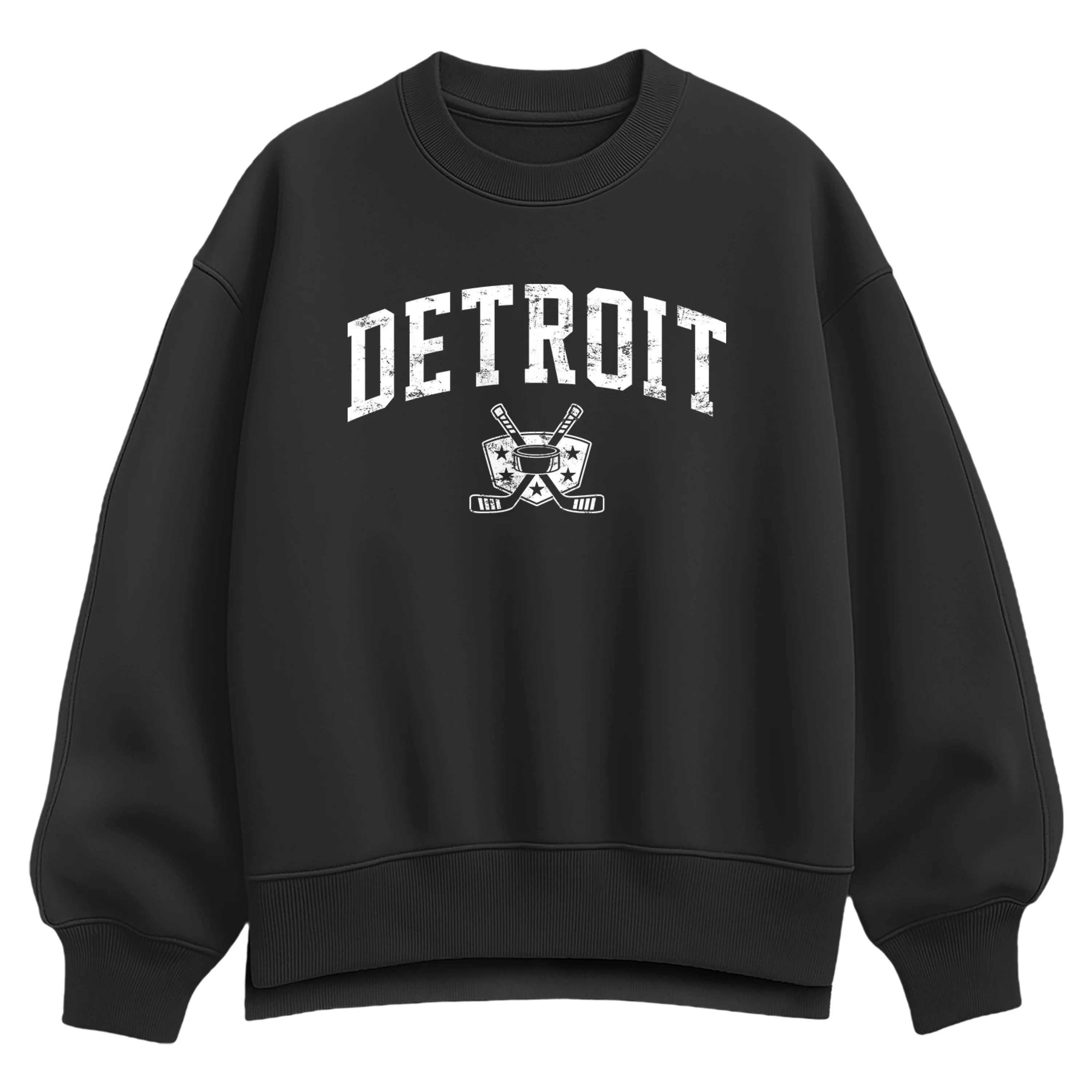 Instant Message - Detroit Hockey - Women's Oversized Fleece Crew Sweatshirt