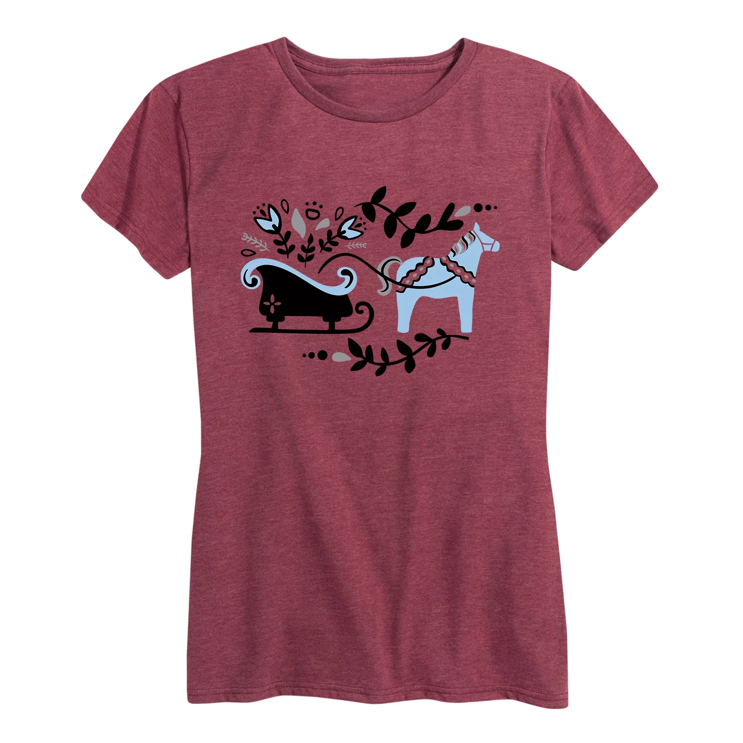 Instant Message - Scandinavian Horse and Carriage - Women's Short Sleeve Graphic T-shirt