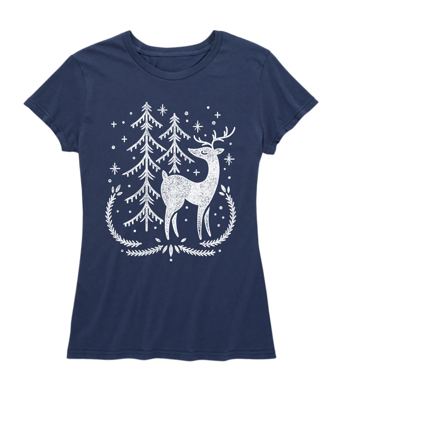 Instant Message - Scandinavian Winter Deer - Women's Short Sleeve Graphic T-shirt - Image 3
