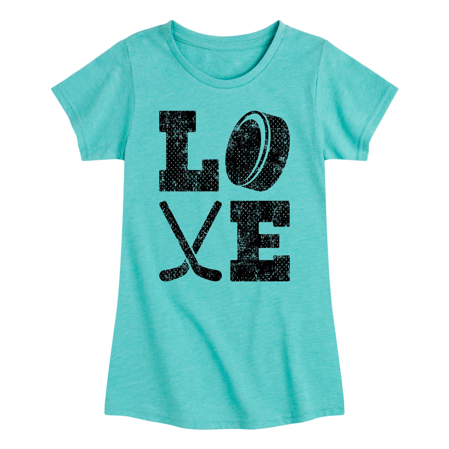 Instant Message - Love Hockey - Youth Girls Fitted Short Sleeve T-Shirt