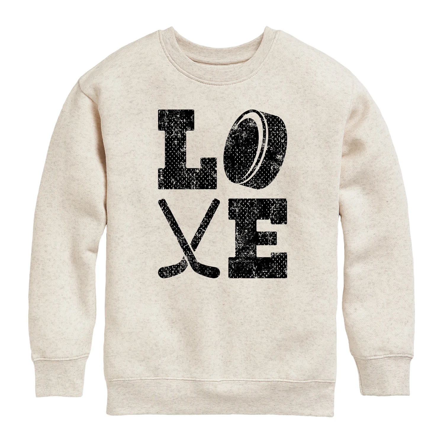 Instant Message - Love Hockey - Youth Boys Crew Fleece Sweatshirt