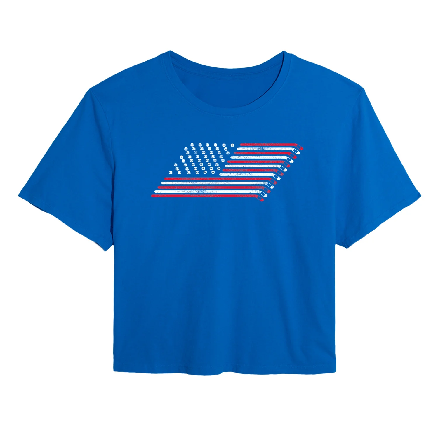 Instant Message - Hockey Flag - Juniors Cropped Graphic T-Shirt