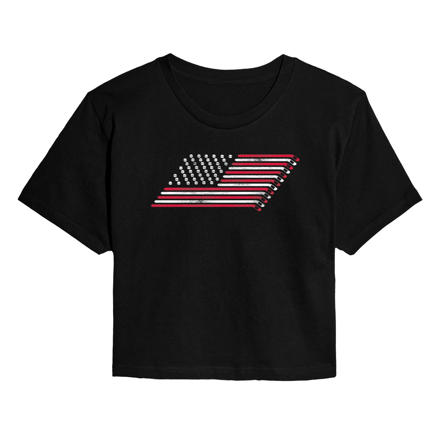 Instant Message - Hockey Flag - Juniors Cropped Graphic T-Shirt - Image 2